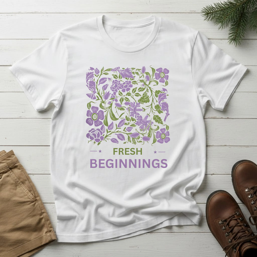 Fresh Beginnings Floral T-Shirt — Purple Botanical Spring Tee