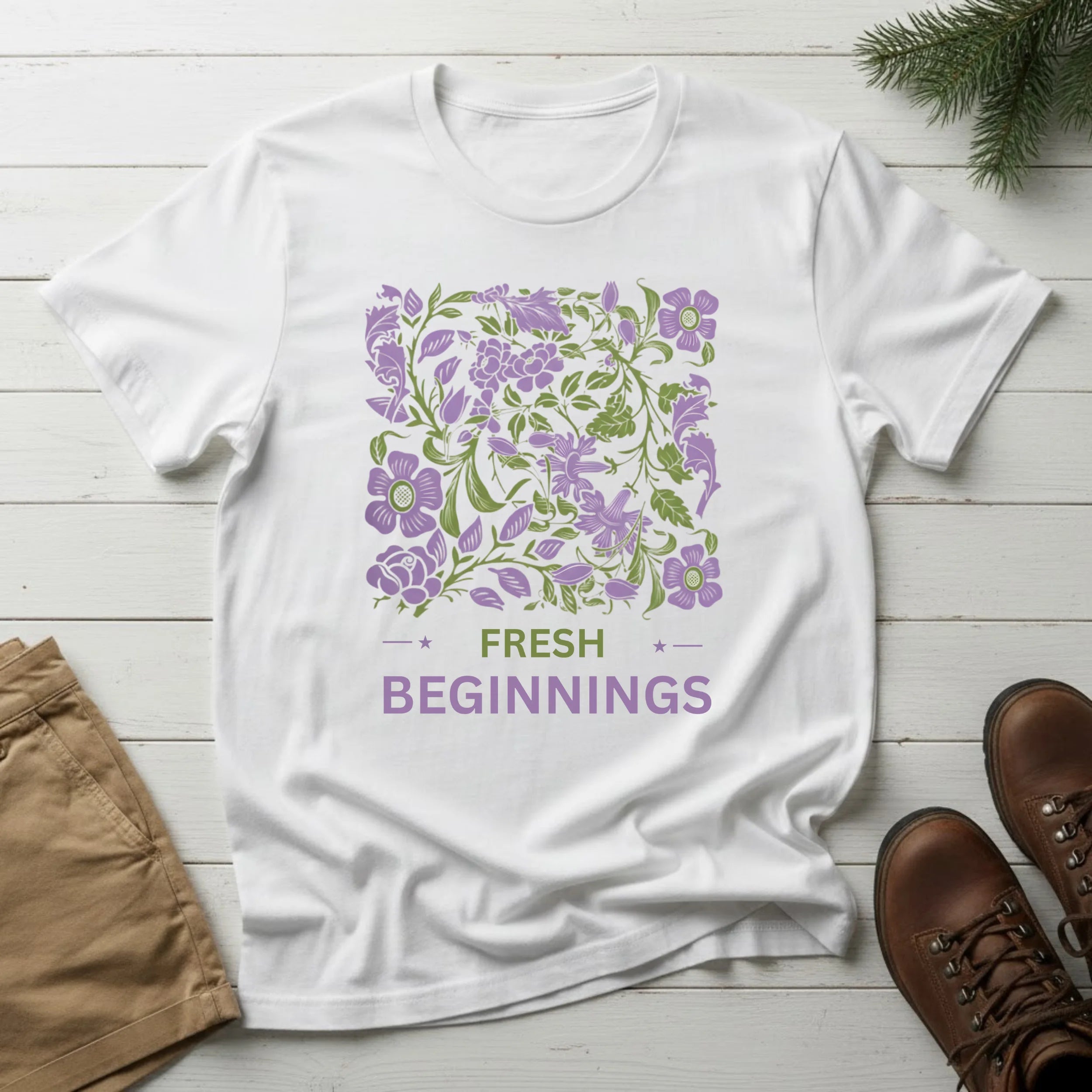 Fresh Beginnings Floral T-Shirt — Purple Botanical Spring Tee