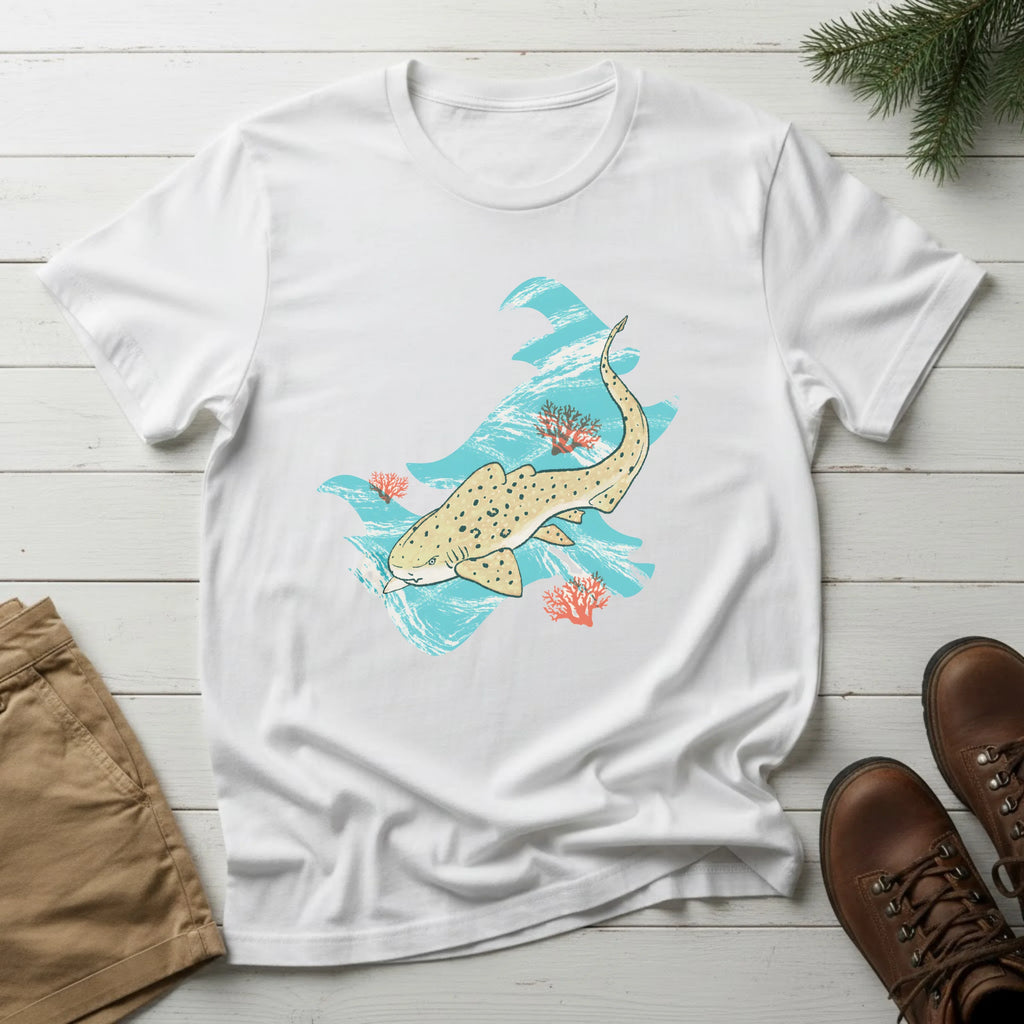 Leopard Shark Surf T-Shirt — Vintage Ocean Wave Tee