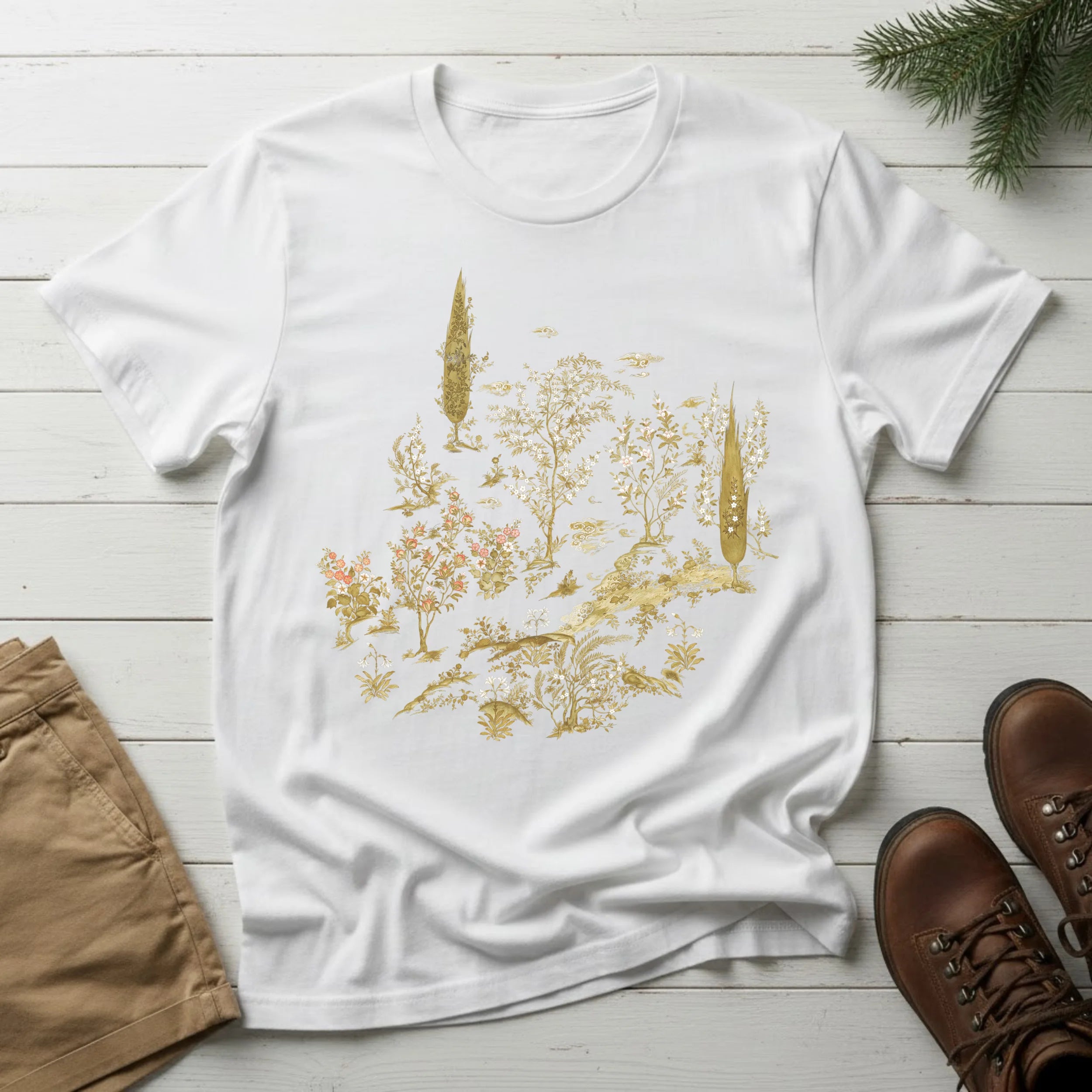 Floral Countryside T-Shirt — Vintage Botanical Garden Design