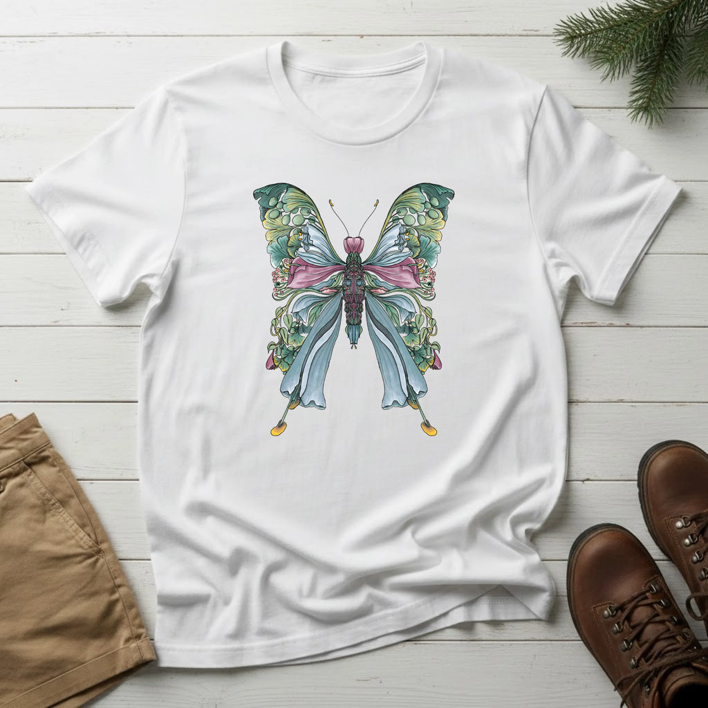 Botanical Butterfly T-Shirt — Watercolor Floral Wings Tee