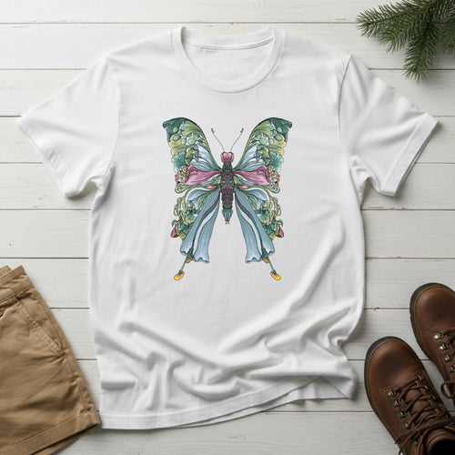 Botanical Butterfly T-Shirt — Watercolor Floral Wings Tee