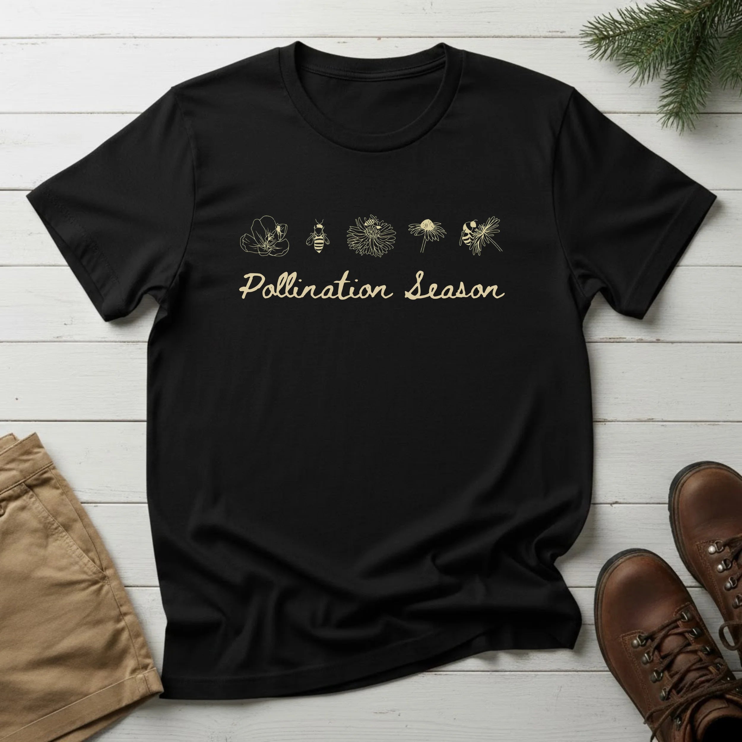Pollination Season T-Shirt — Floral Bee Garden Tee