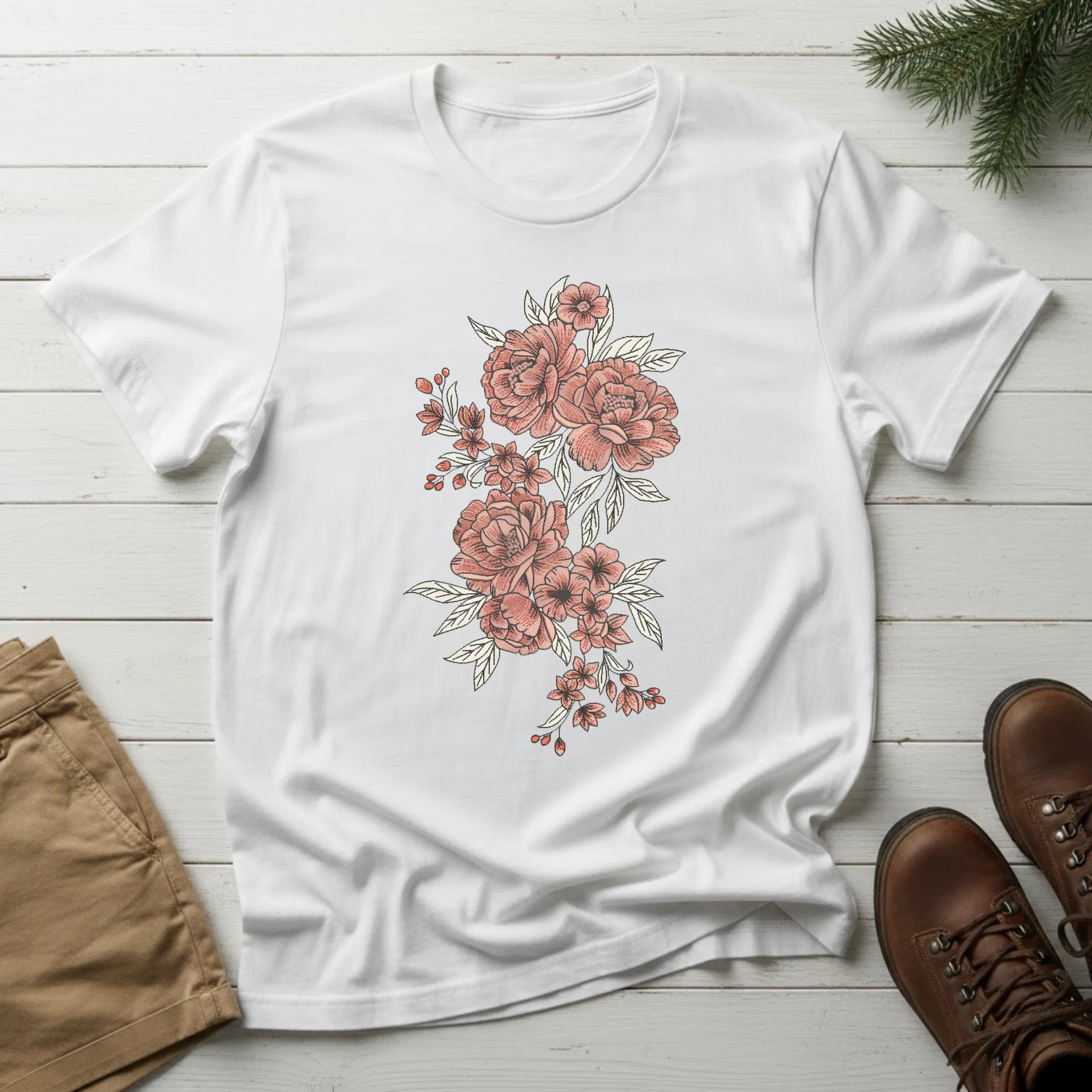 Floral Rose Bouquet T-Shirt — Vintage Botanical Graphic Tee