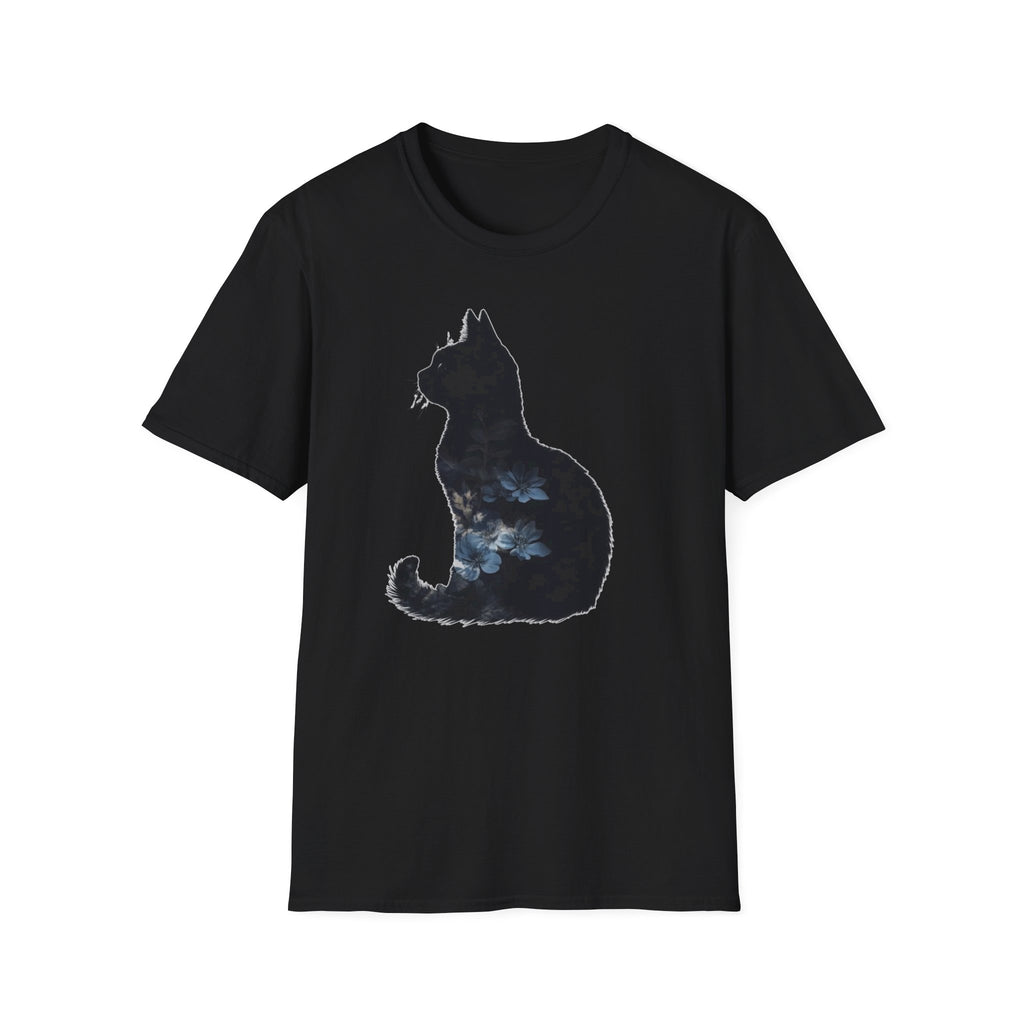 Galaxy Cat T-Shirt — Night Sky Silhouette Tee for Cat Lovers