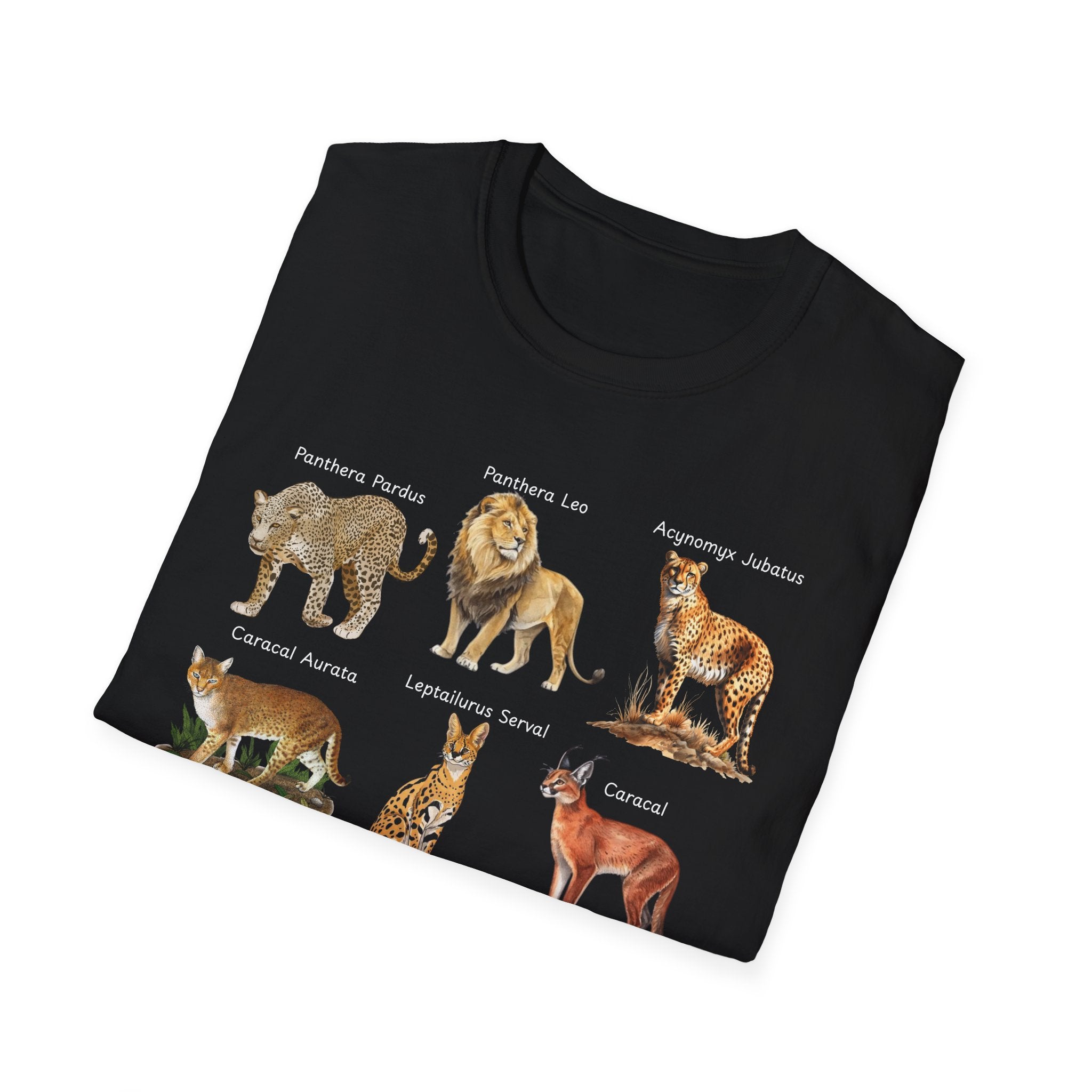 Big Cats Chart T-Shirt — Vintage Illustrated Wild Cat Identification Tee