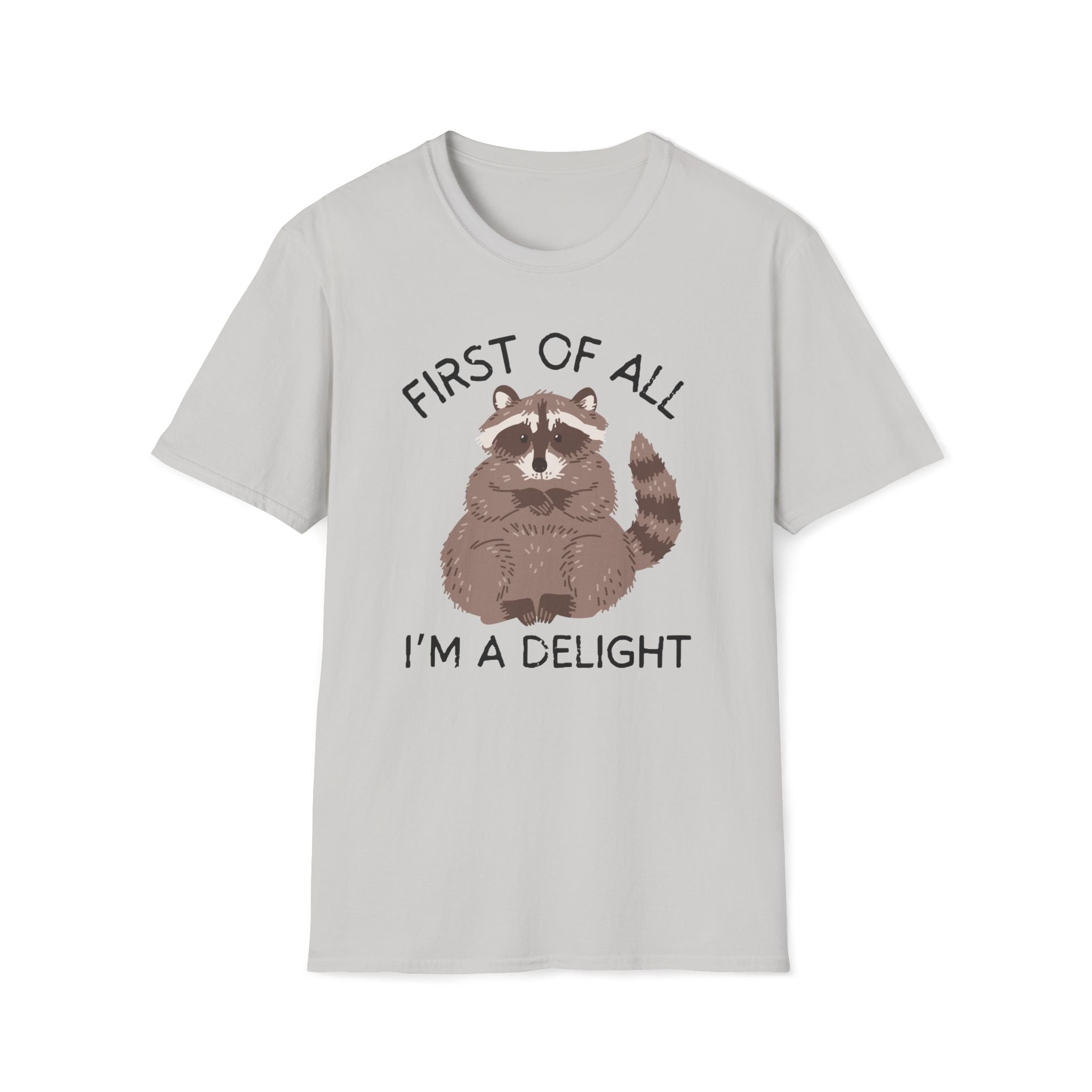 Raccoon 'First of All I'm a Delight' Cute Graphic T-Shirt