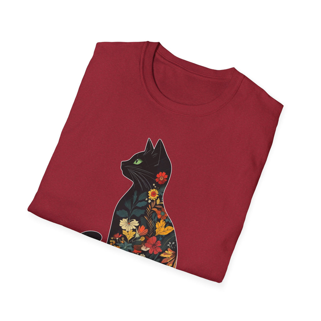 Floral Cat Silhouette T-Shirt