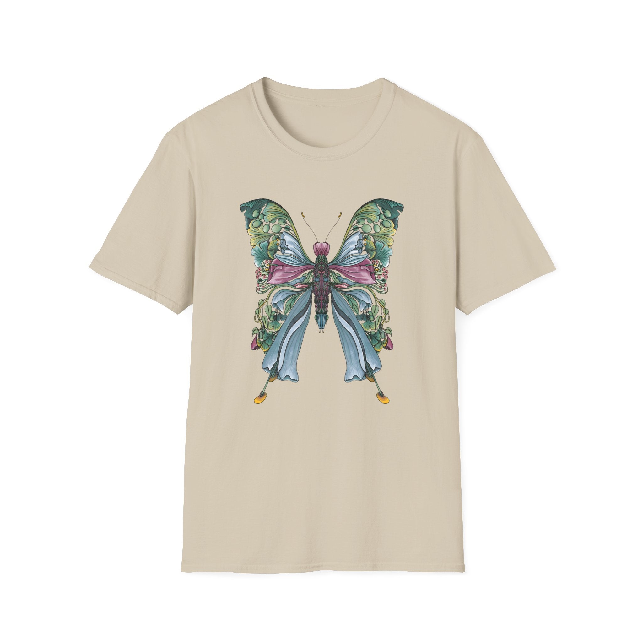 Botanical Butterfly T-Shirt — Watercolor Floral Wings Tee