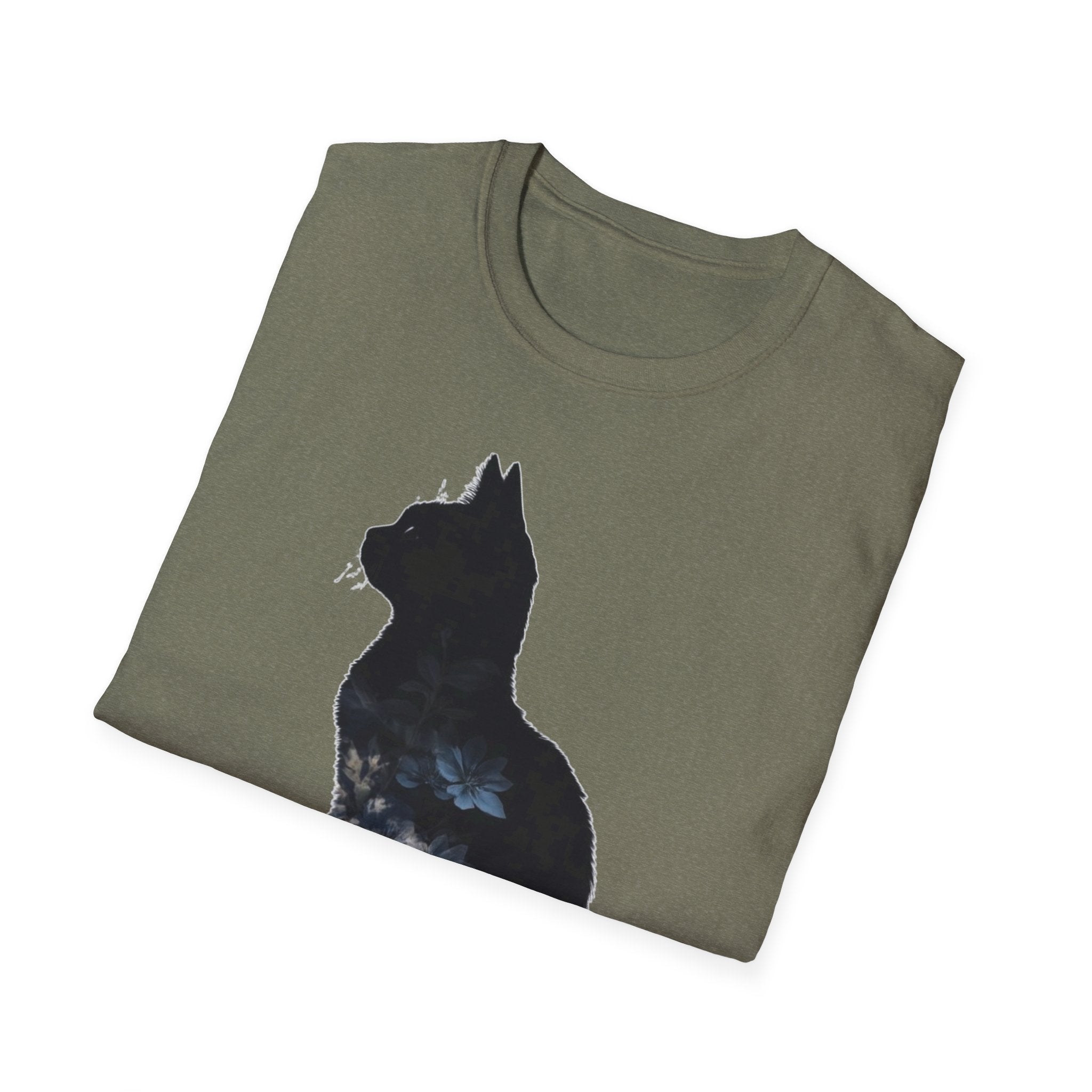 Galaxy Cat T-Shirt — Night Sky Silhouette Tee for Cat Lovers