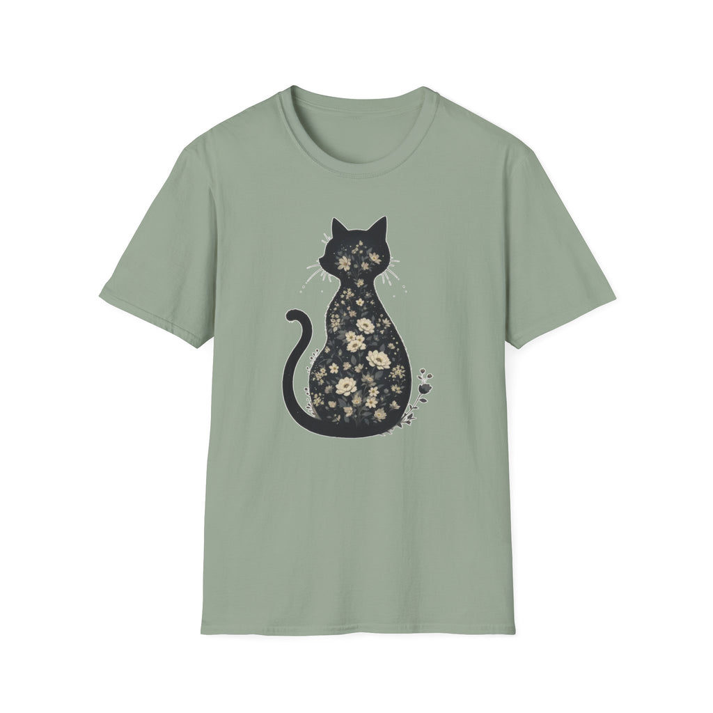 Floral Silhouette Cat T-Shirt