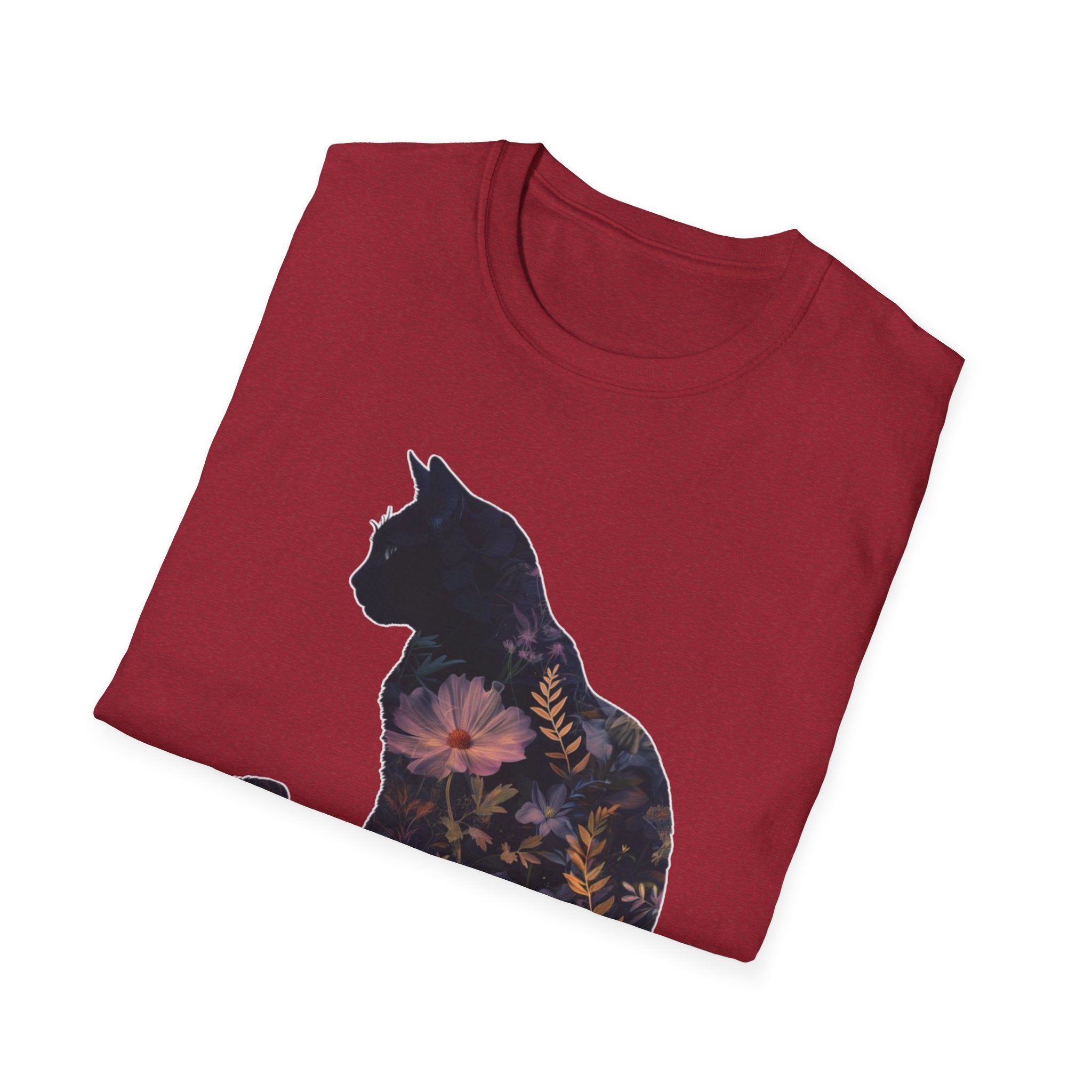 Floral Cat Silhouette T-Shirt