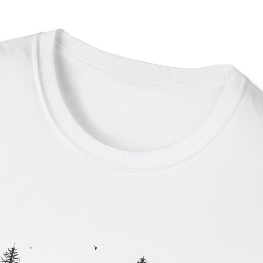 Pine Grove Minimalist Tee — Hand-Drawn Forest Trees T-Shirt
