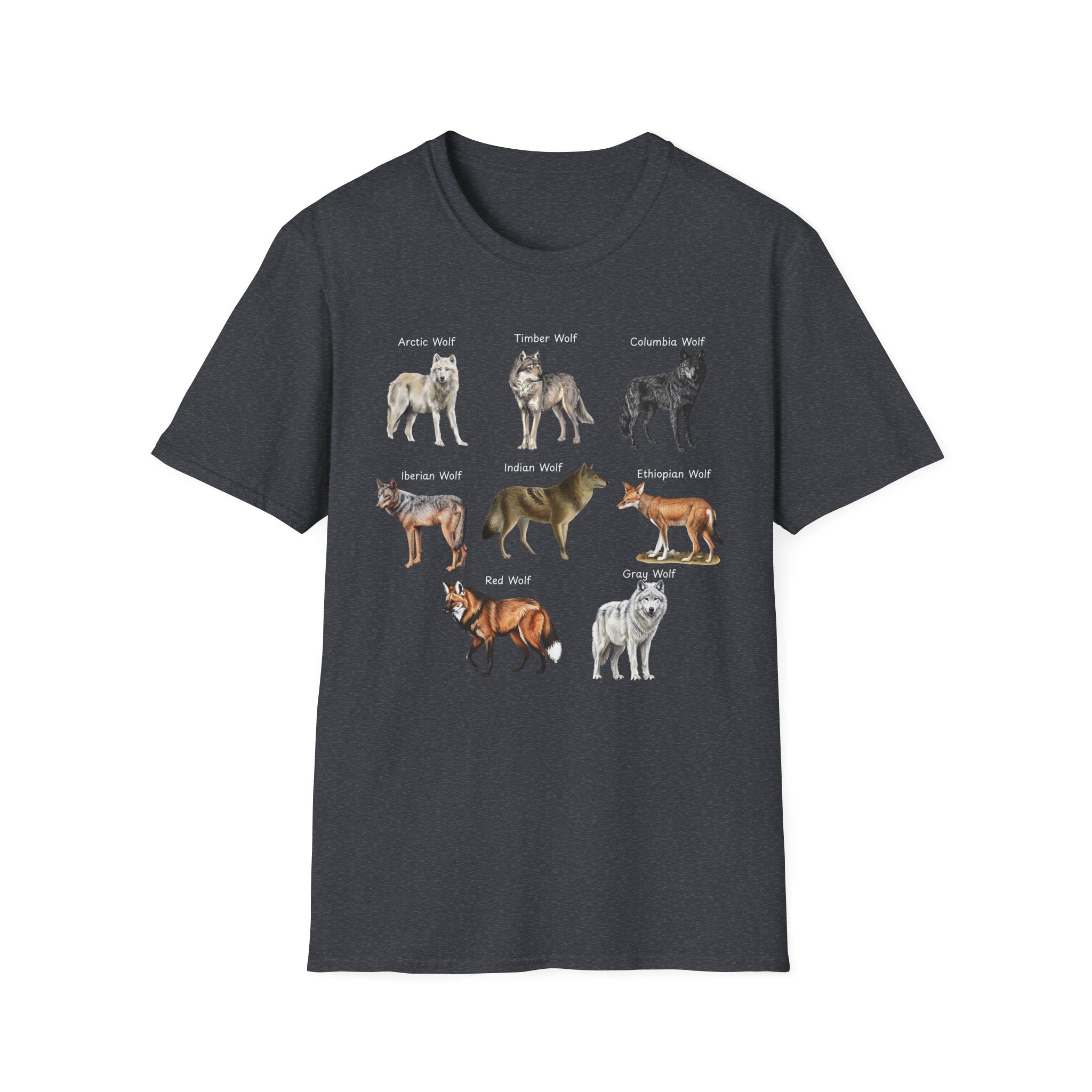 Wolf Species Chart T-Shirt — Illustrated Wolves Guide Tee