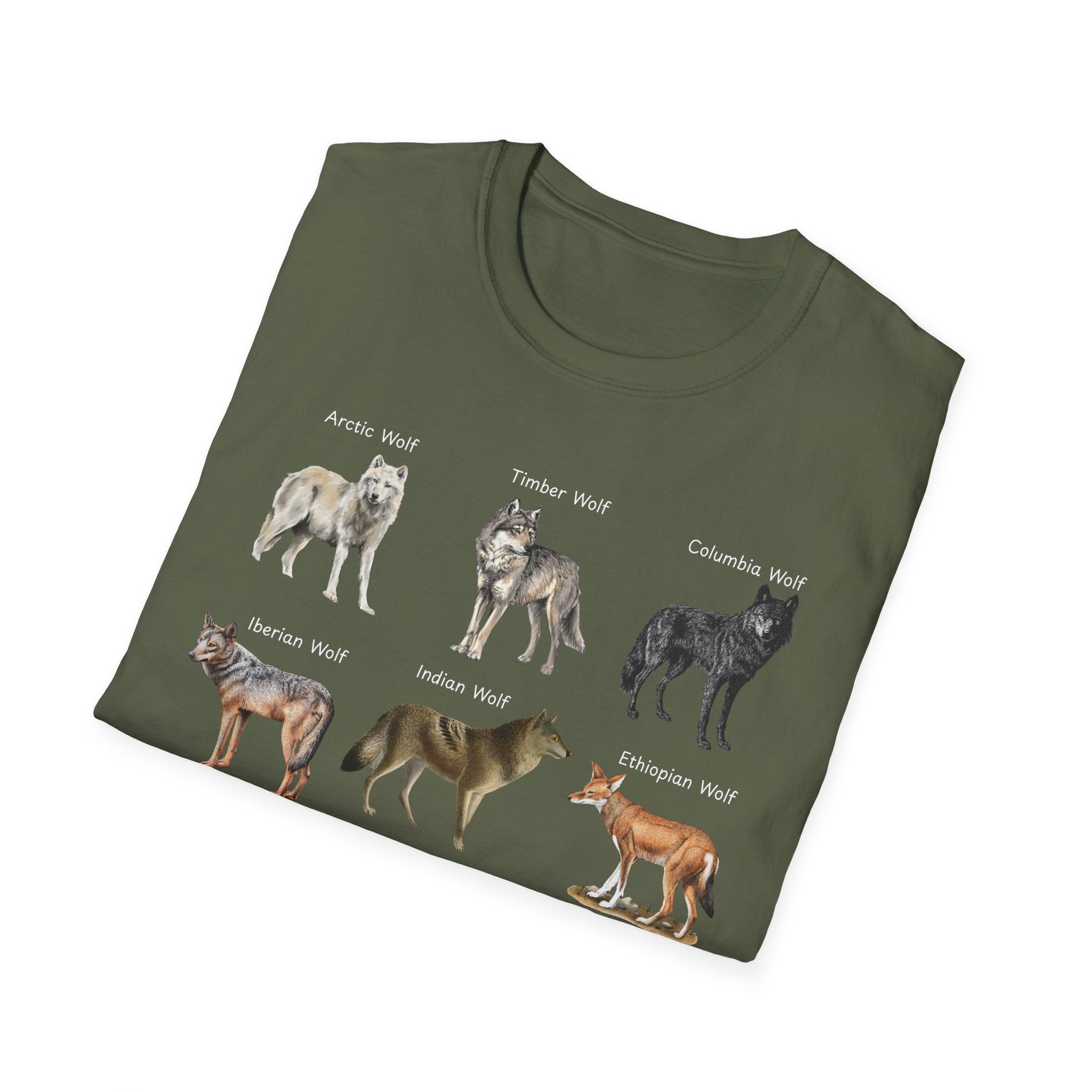 Wolf Species Chart T-Shirt — Illustrated Wolves Guide Tee