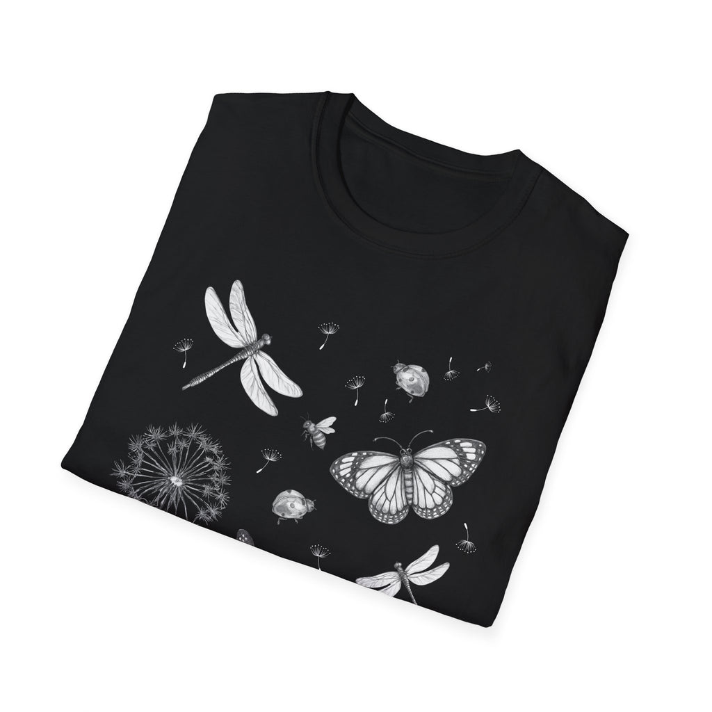 Butterfly & Dandelion Tee — Delicate Botanical Nature T-Shirt