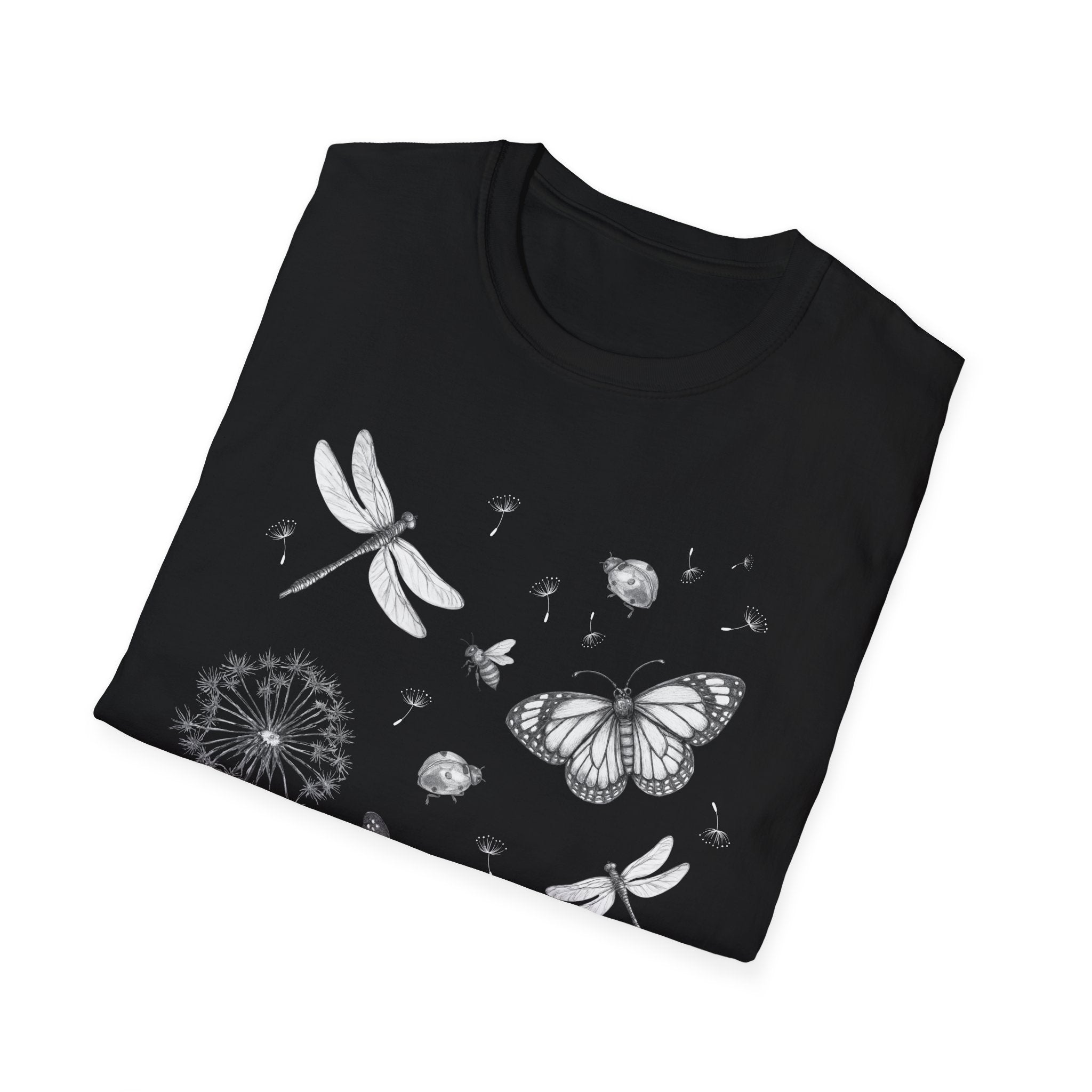 Butterfly & Dandelion Tee — Delicate Botanical Nature T-Shirt