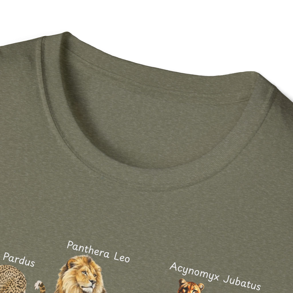 Big Cats Chart T-Shirt — Vintage Illustrated Wild Cat Identification Tee