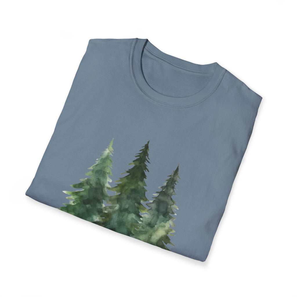 Pine Forest Tee — Watercolor Evergreen Tree T-Shirt