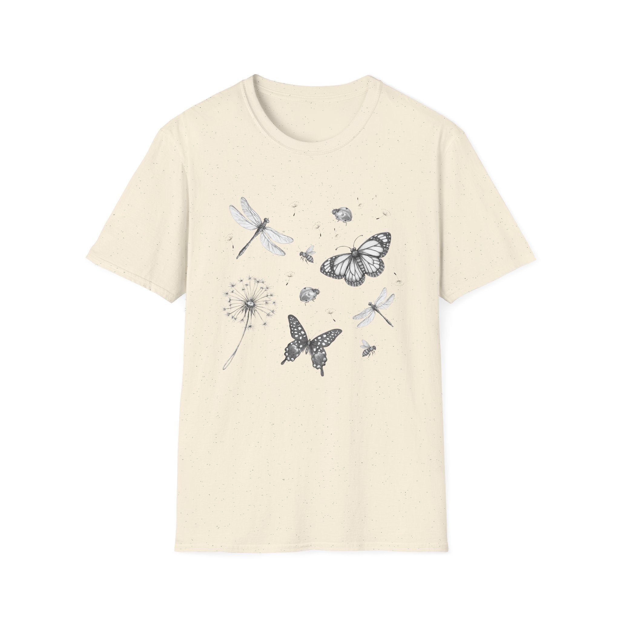 Butterfly & Dandelion Tee — Delicate Botanical Nature T-Shirt
