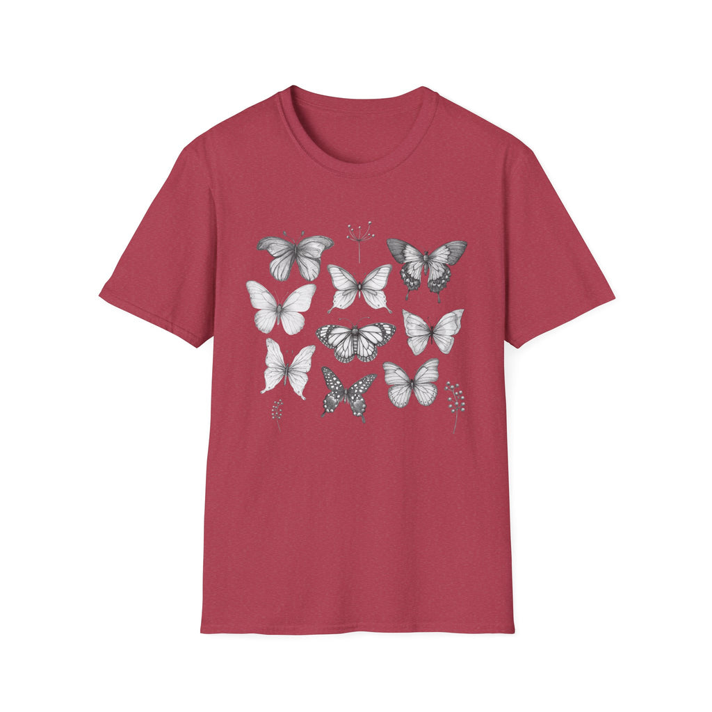 Butterfly Sketch Grid T-Shirt — Vintage Botanical Insect Tee