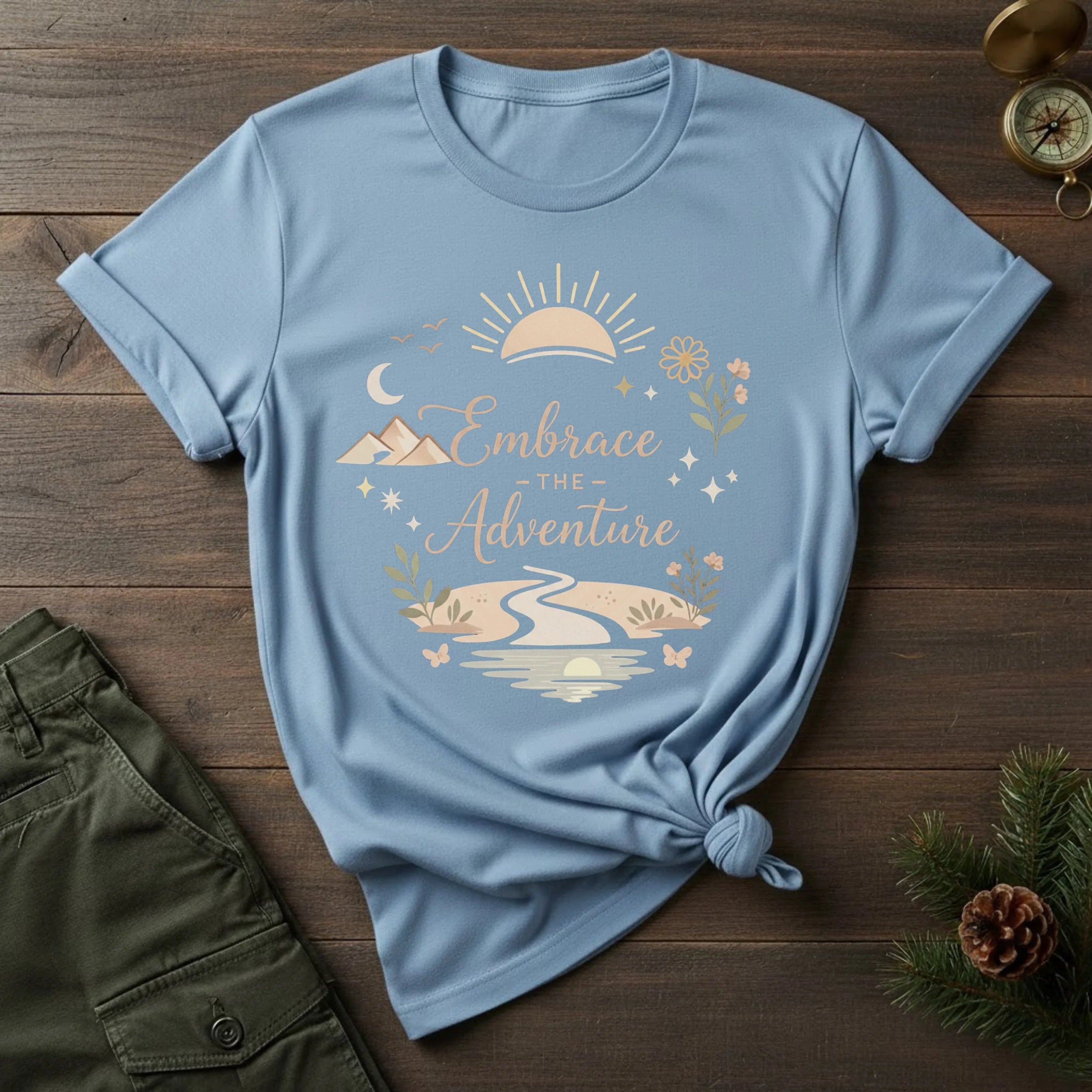 Embrace the Adventure T-Shirt — Scenic Sunriver Nature Graphic
