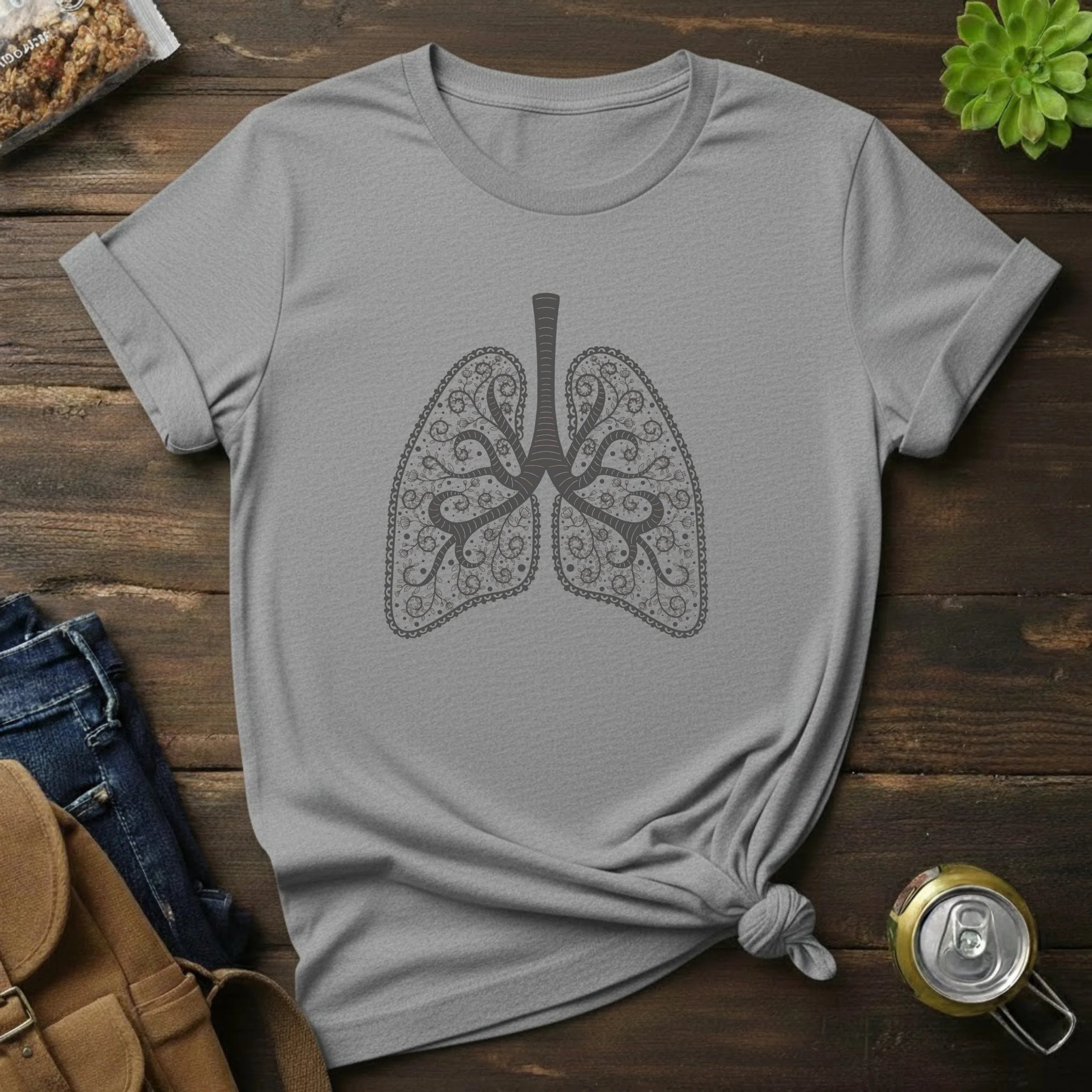 Lung Art T-Shirt — Botanical Decorative Lungs Tee