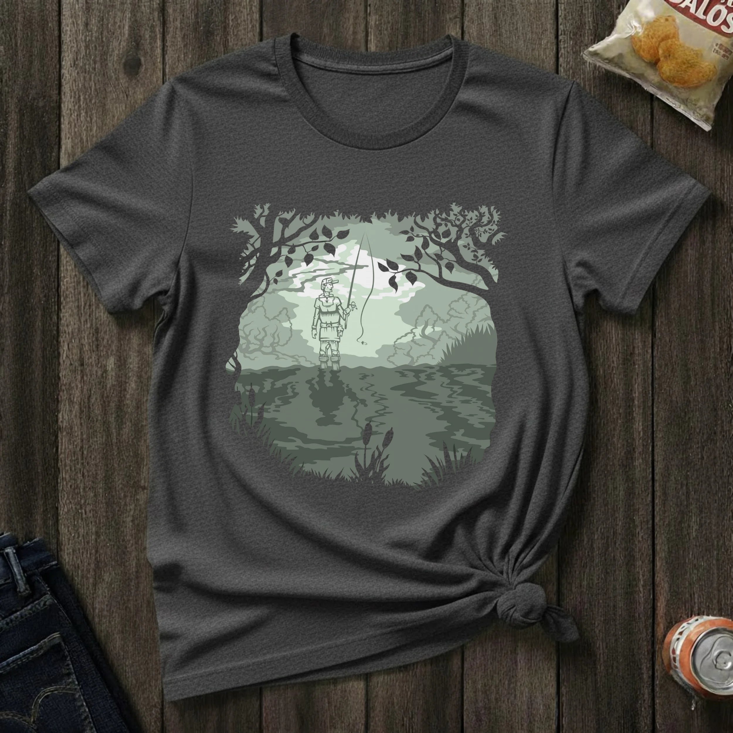 Forest Lantern T-Shirt — Moonlit Camping Scene