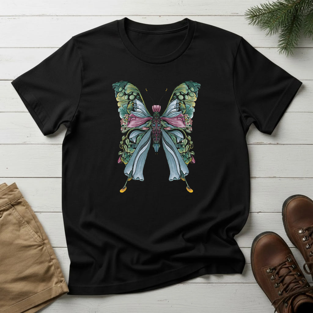 Botanical Butterfly T-Shirt — Watercolor Floral Wings Tee