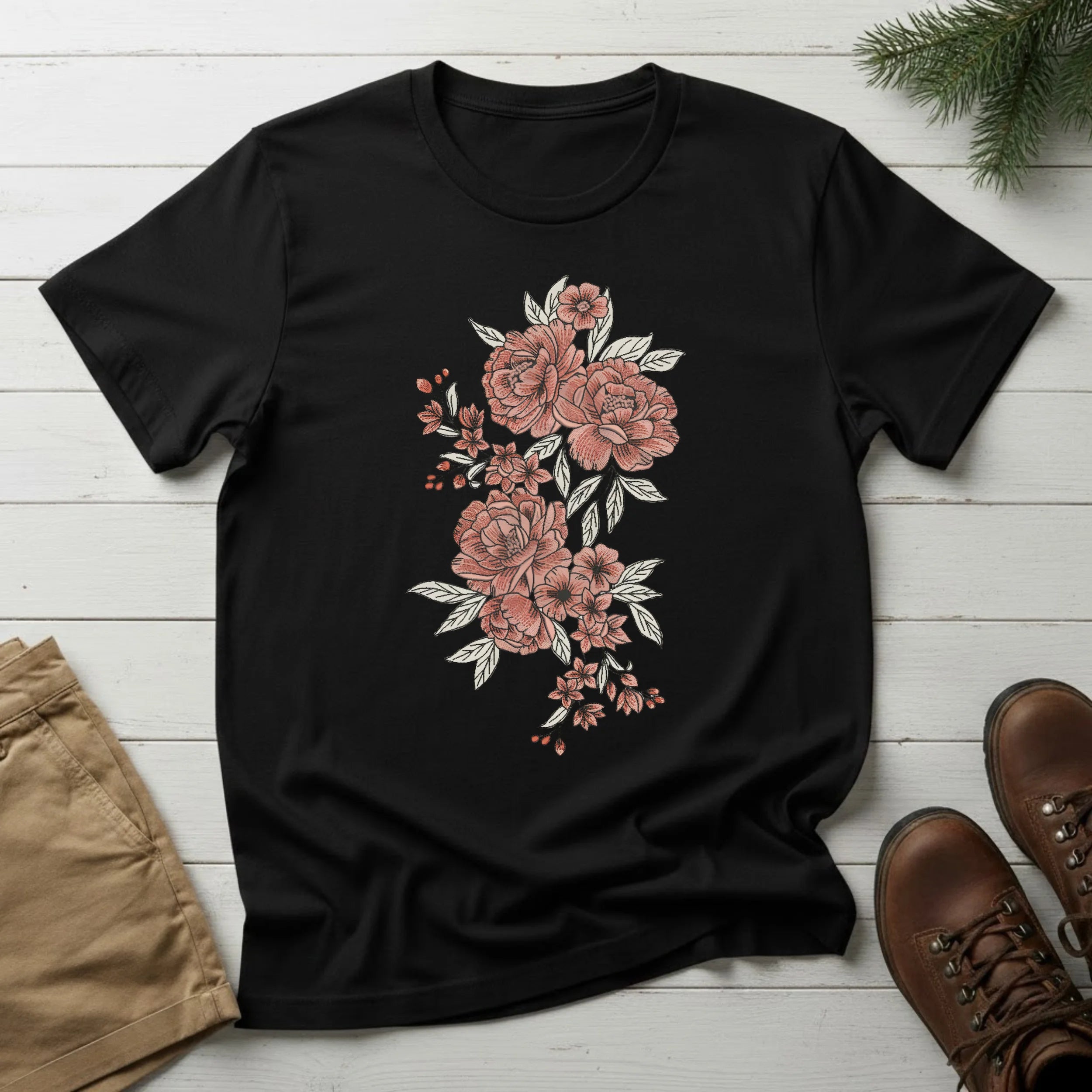 Floral Rose Bouquet T-Shirt — Vintage Botanical Graphic Tee