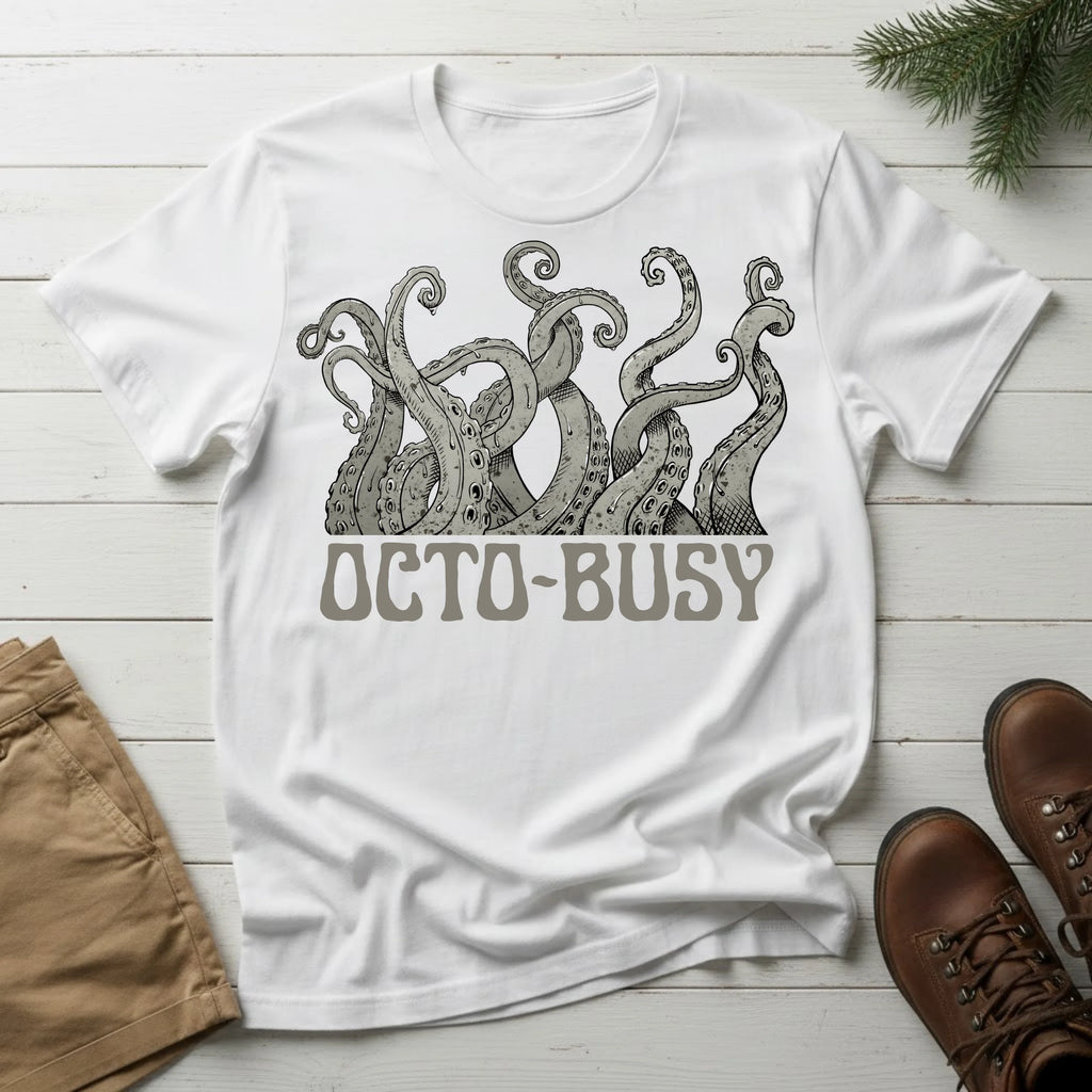Octo-Busy Graphic T-Shirt — Funny Octopus Tentacles Tee