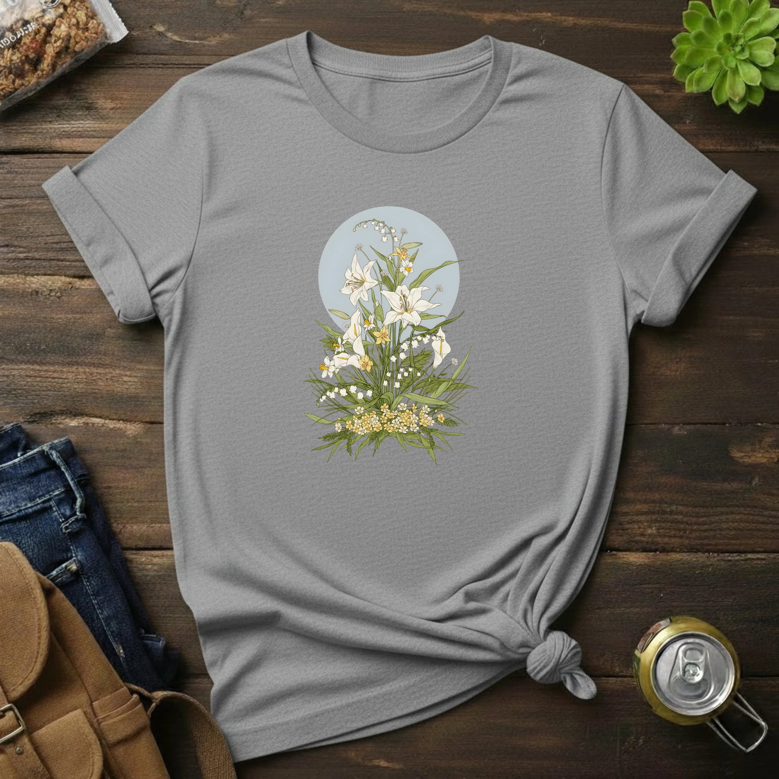 Floral Lily Bouquet T-Shirt — Vintage Botanical Graphic Tee