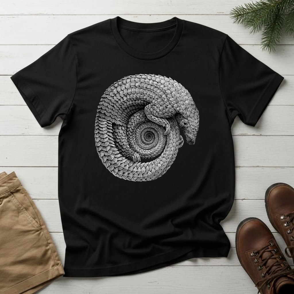 Armadillo Spiral Graphic T-Shirt — Vintage Nature Illustration Tee