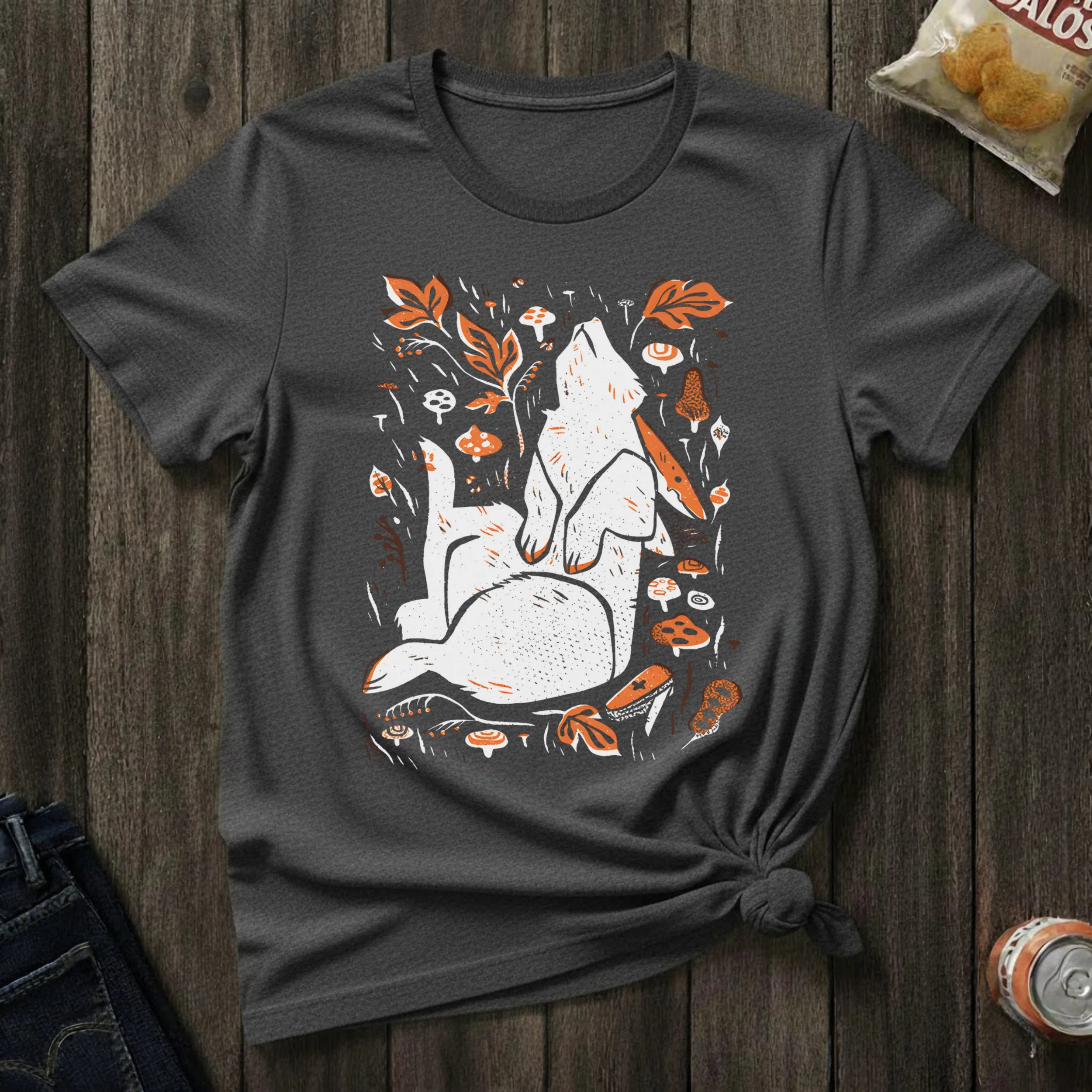 Rabbit Meadow T-Shirt — Relaxed Floral Rabbit Illustration Tee