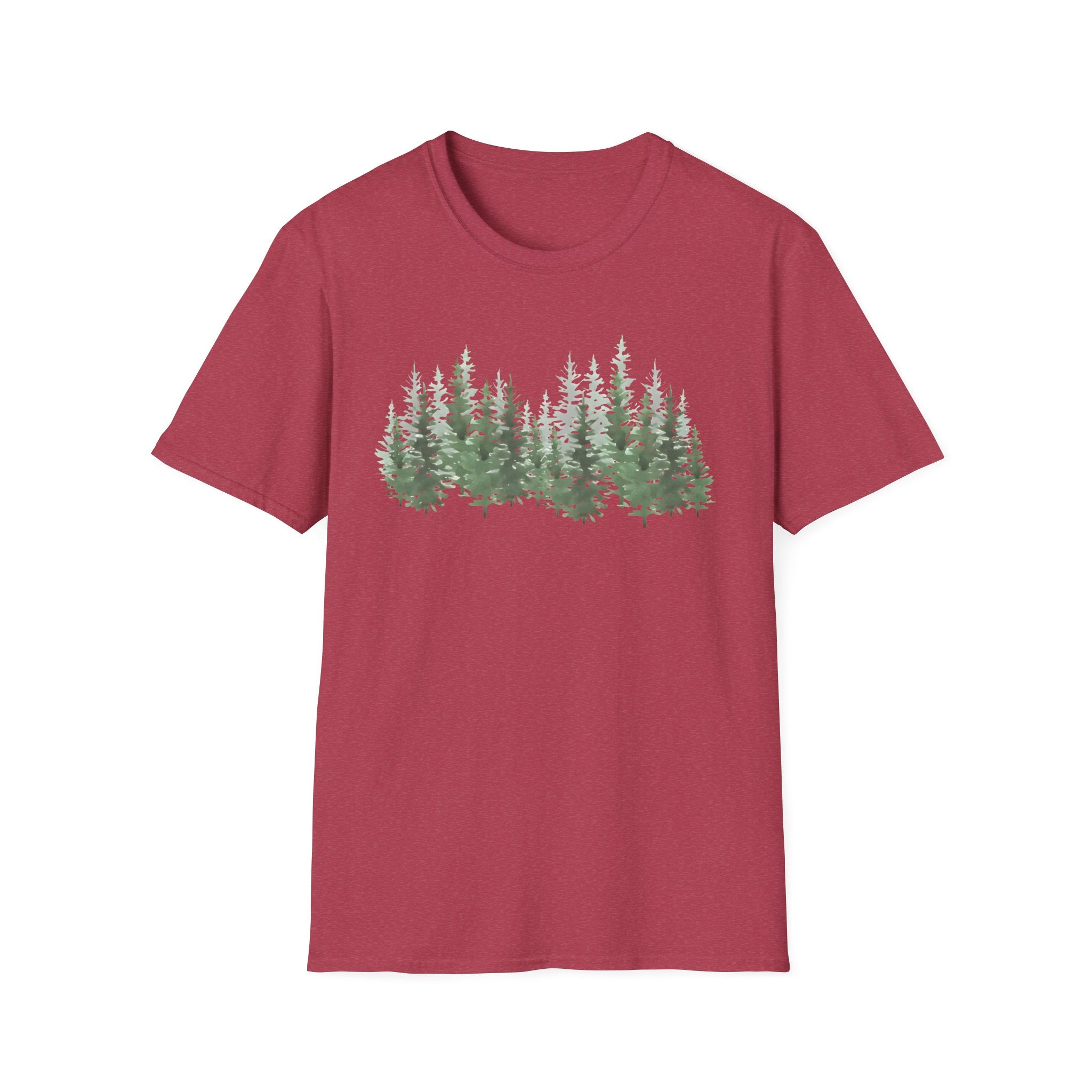 Forest Line T-Shirt — Minimal Evergreen Tree Graphic Tee