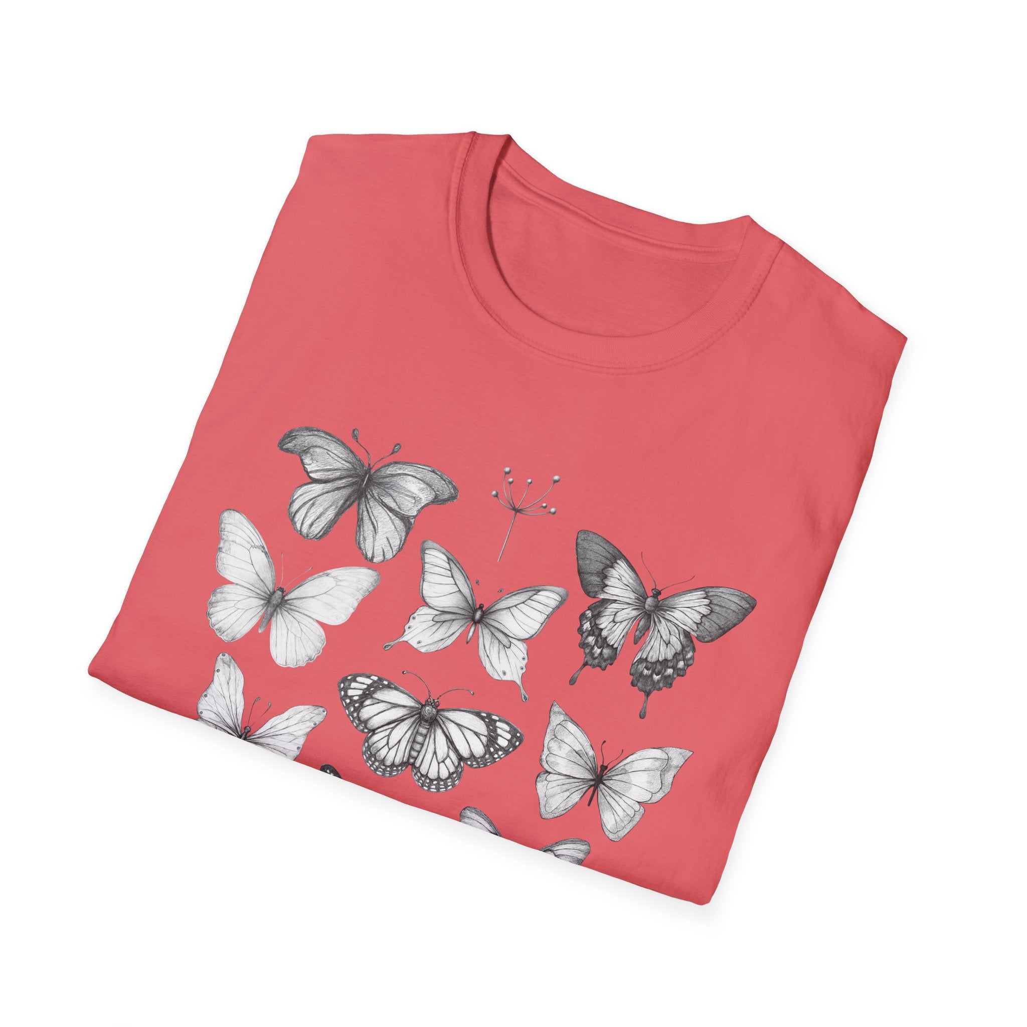 Butterfly Sketch Grid T-Shirt — Vintage Botanical Insect Tee