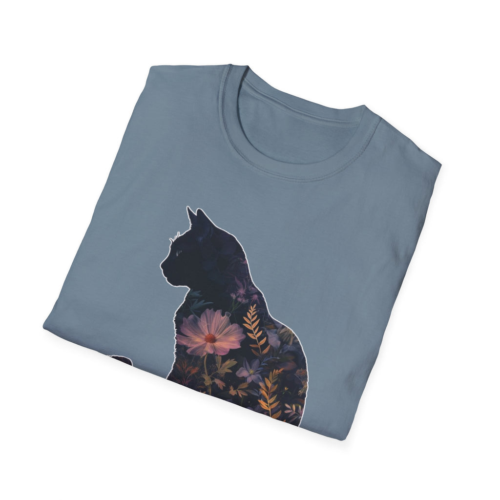 Floral Cat Silhouette T-Shirt