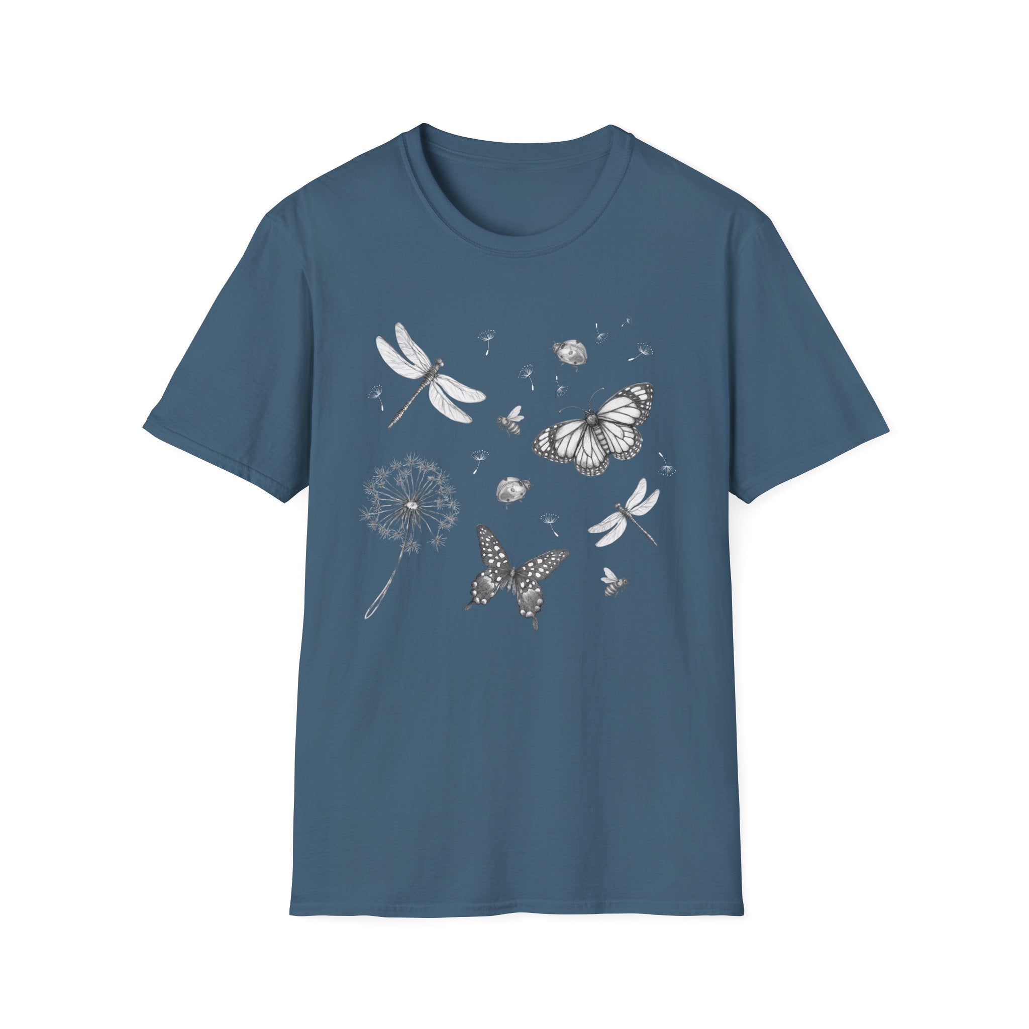 Butterfly & Dandelion Tee — Delicate Botanical Nature T-Shirt