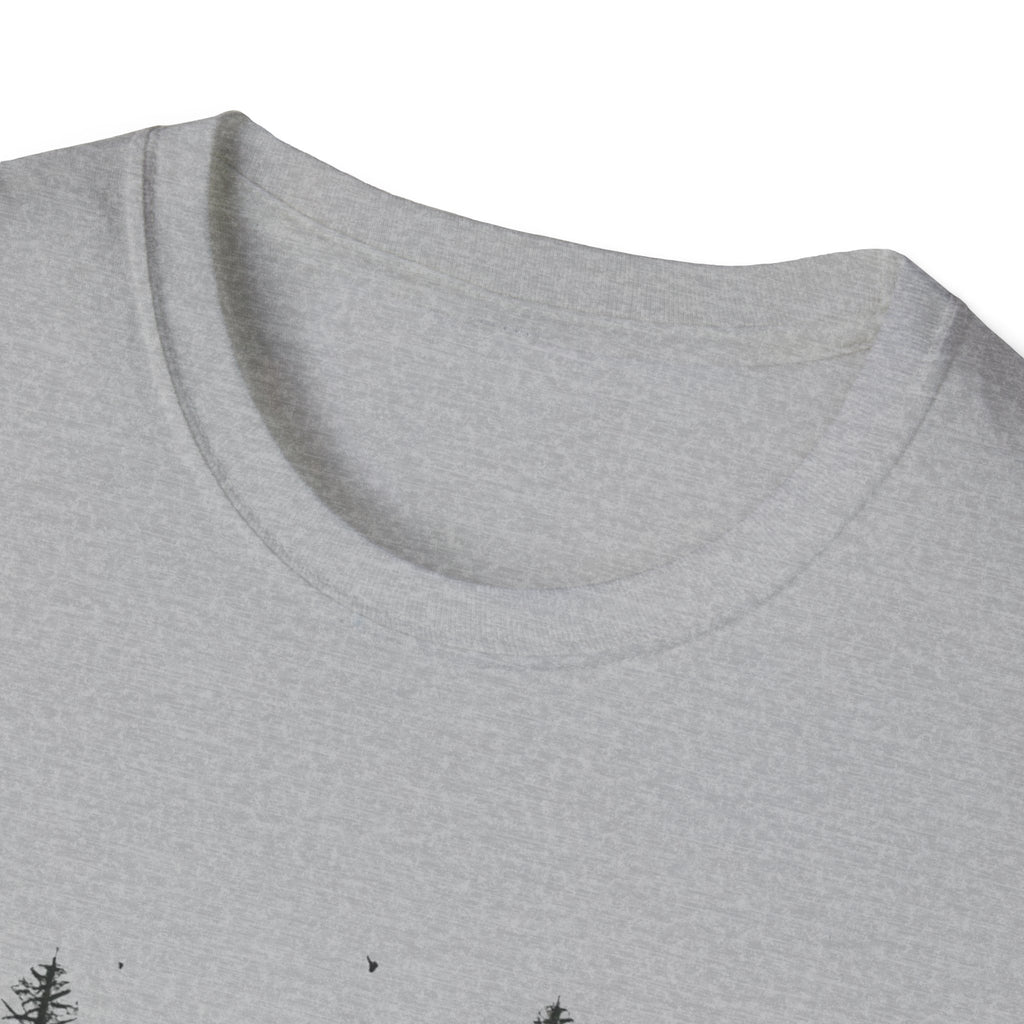 Pine Grove Minimalist Tee — Hand-Drawn Forest Trees T-Shirt