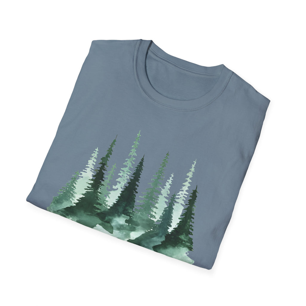 Forest Watercolor T-Shirt — Green Pine Tree Nature Tee