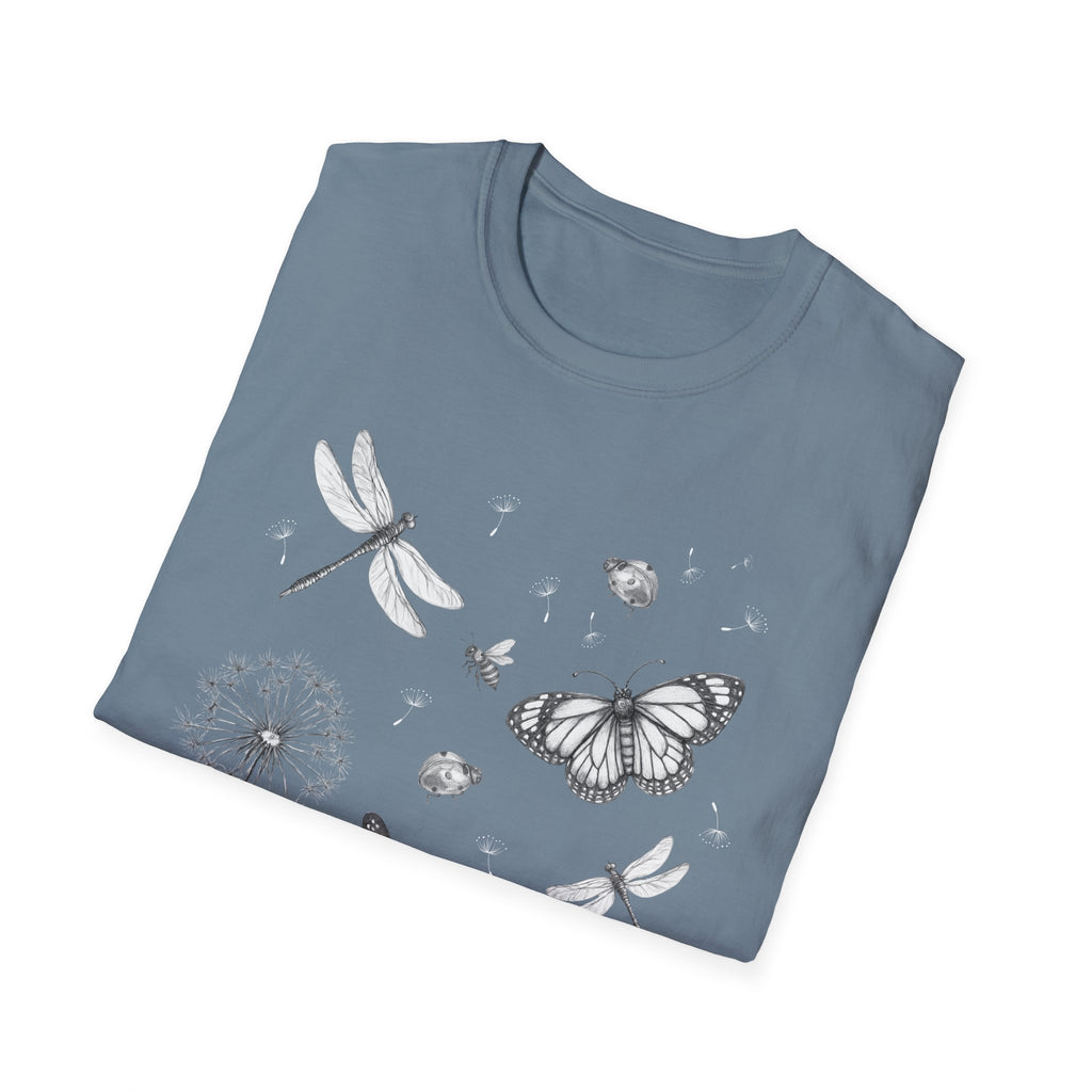 Butterfly & Dandelion Tee — Delicate Botanical Nature T-Shirt