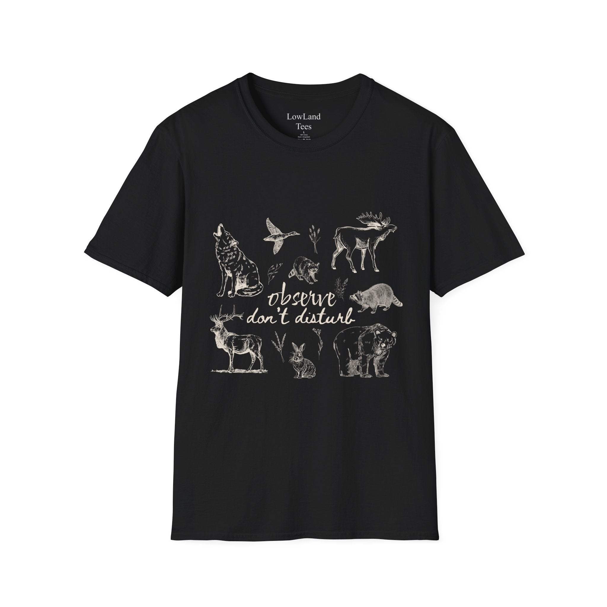 Observe Don’t Disturb T-Shirt — Vintage Sketch Wildlife Field Guide Tee