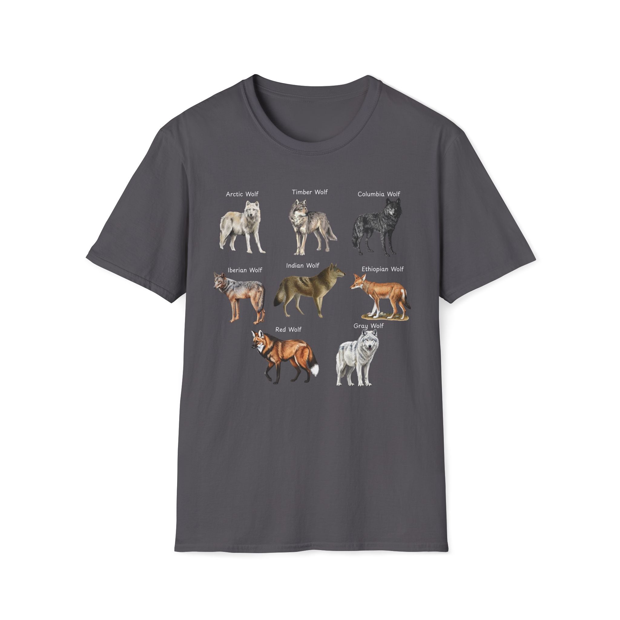 Wolf Species Chart T-Shirt — Illustrated Wolves Guide Tee
