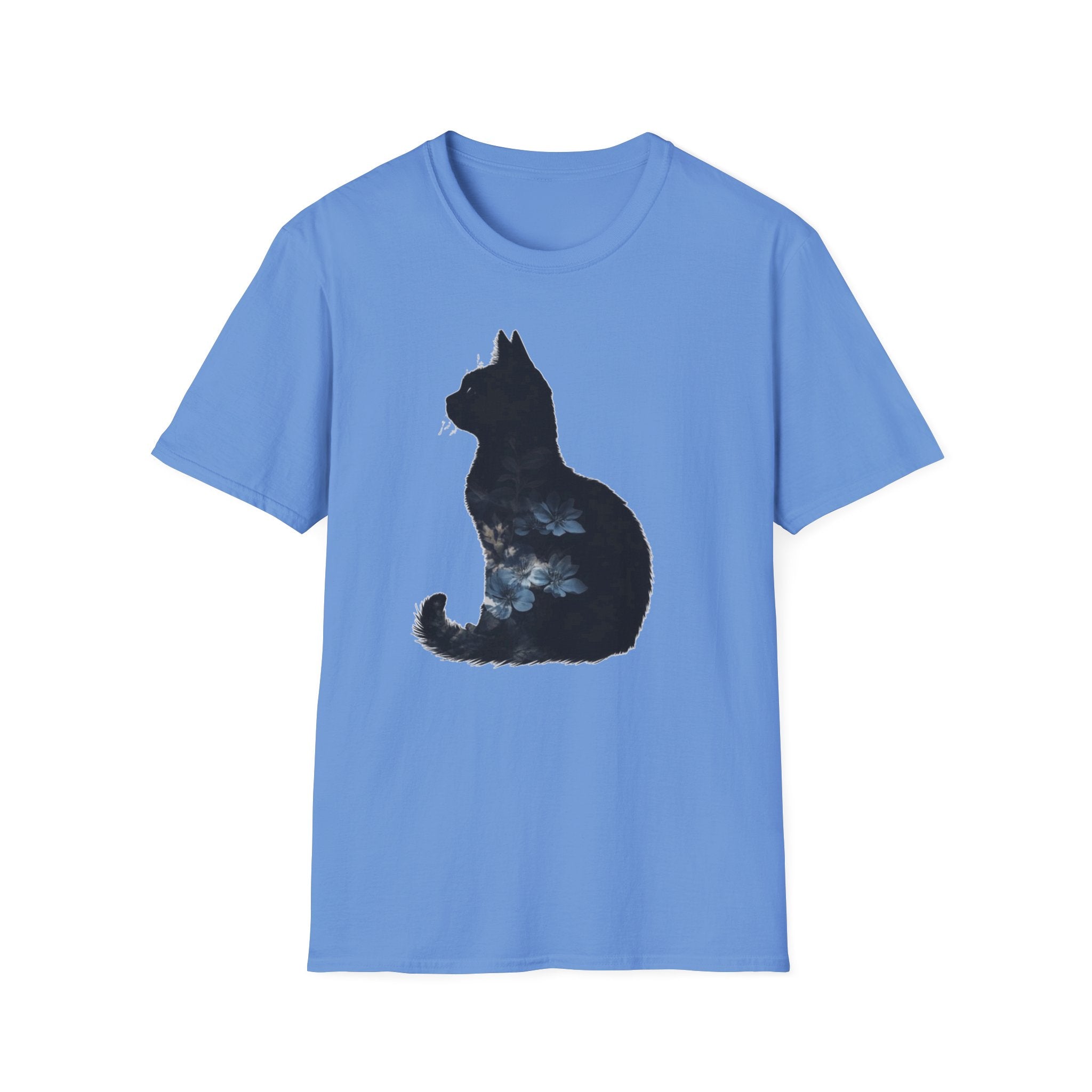 Galaxy Cat T-Shirt — Night Sky Silhouette Tee for Cat Lovers