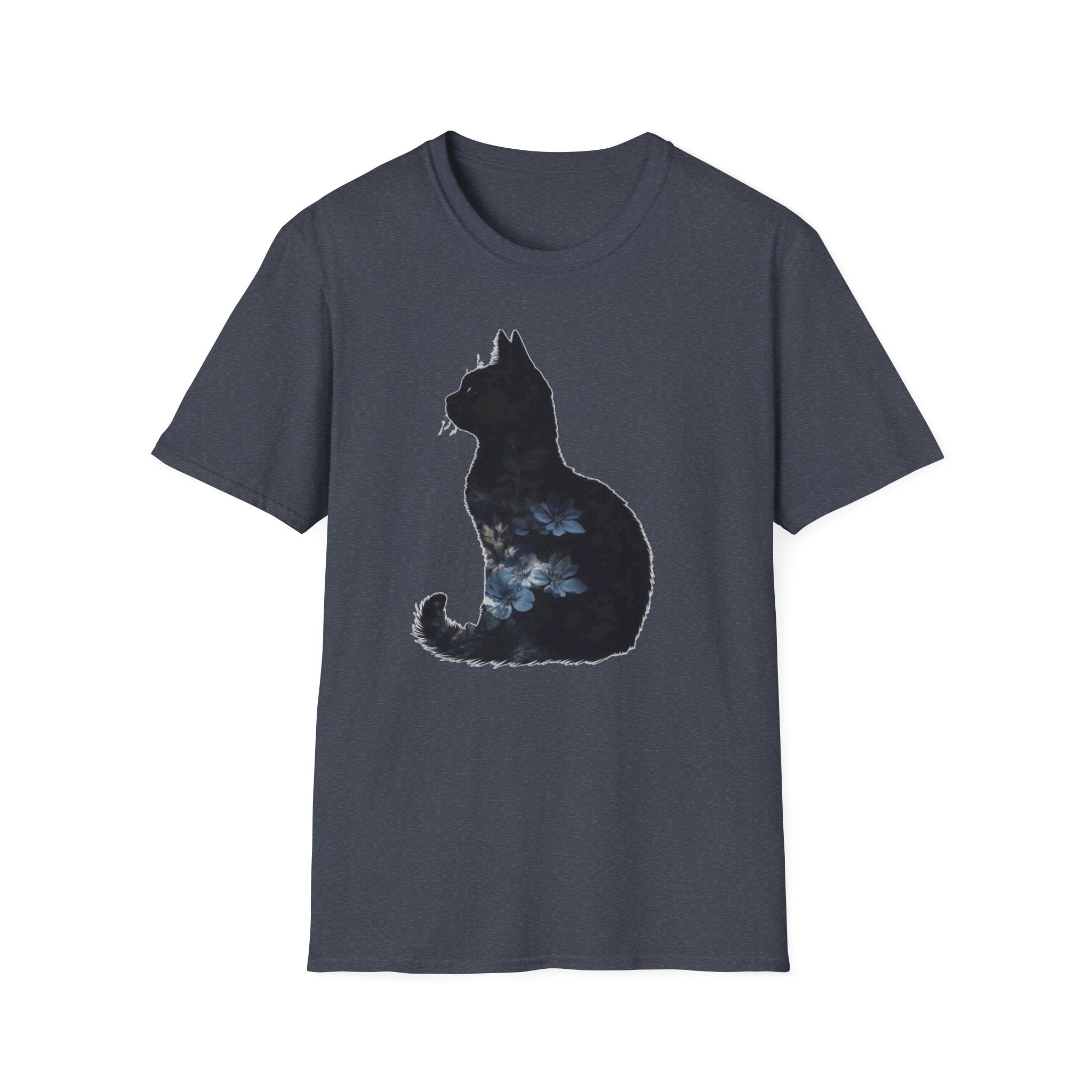 Galaxy Cat T-Shirt — Night Sky Silhouette Tee for Cat Lovers
