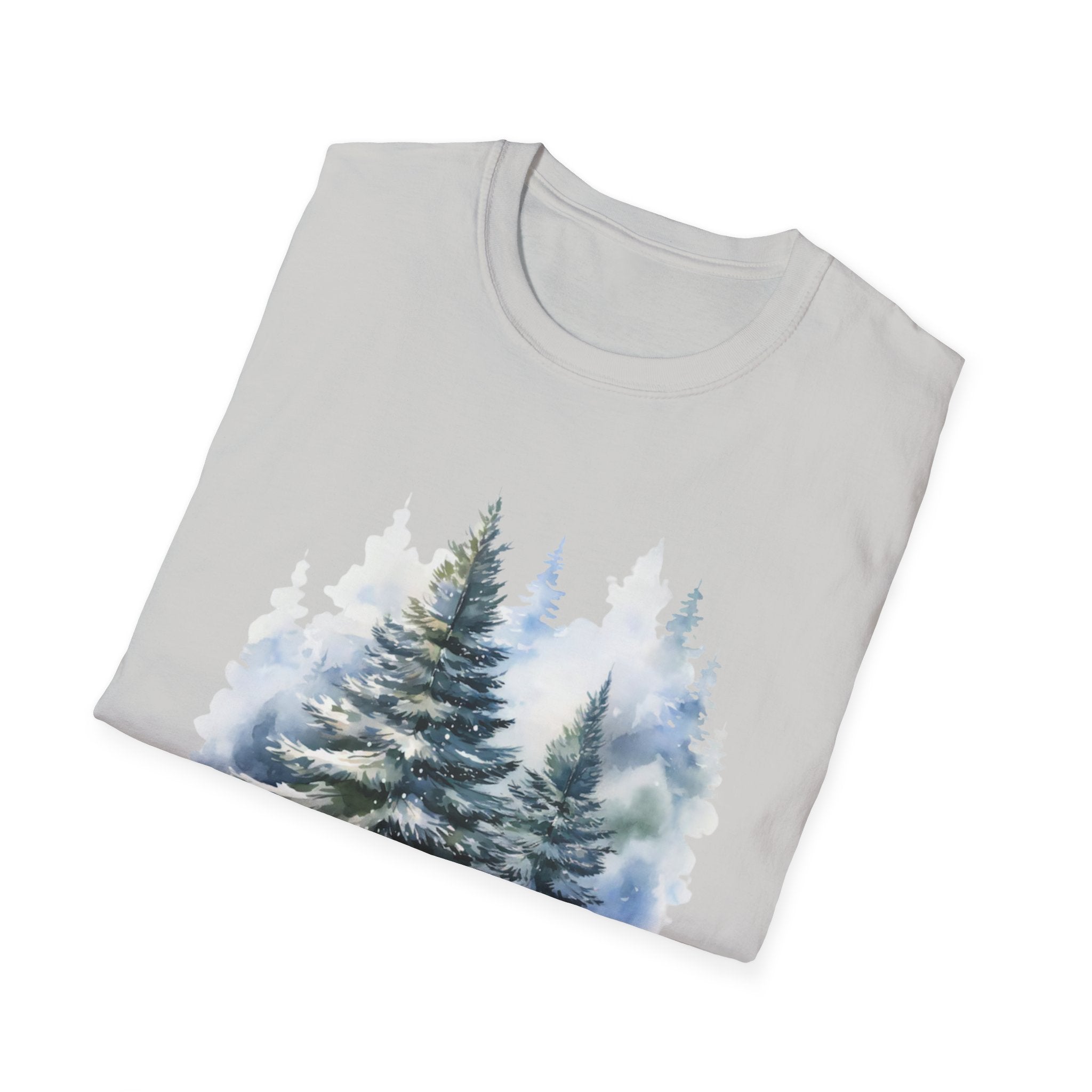 Winter Pine Trees T-Shirt — Watercolor Forest Holiday Tee