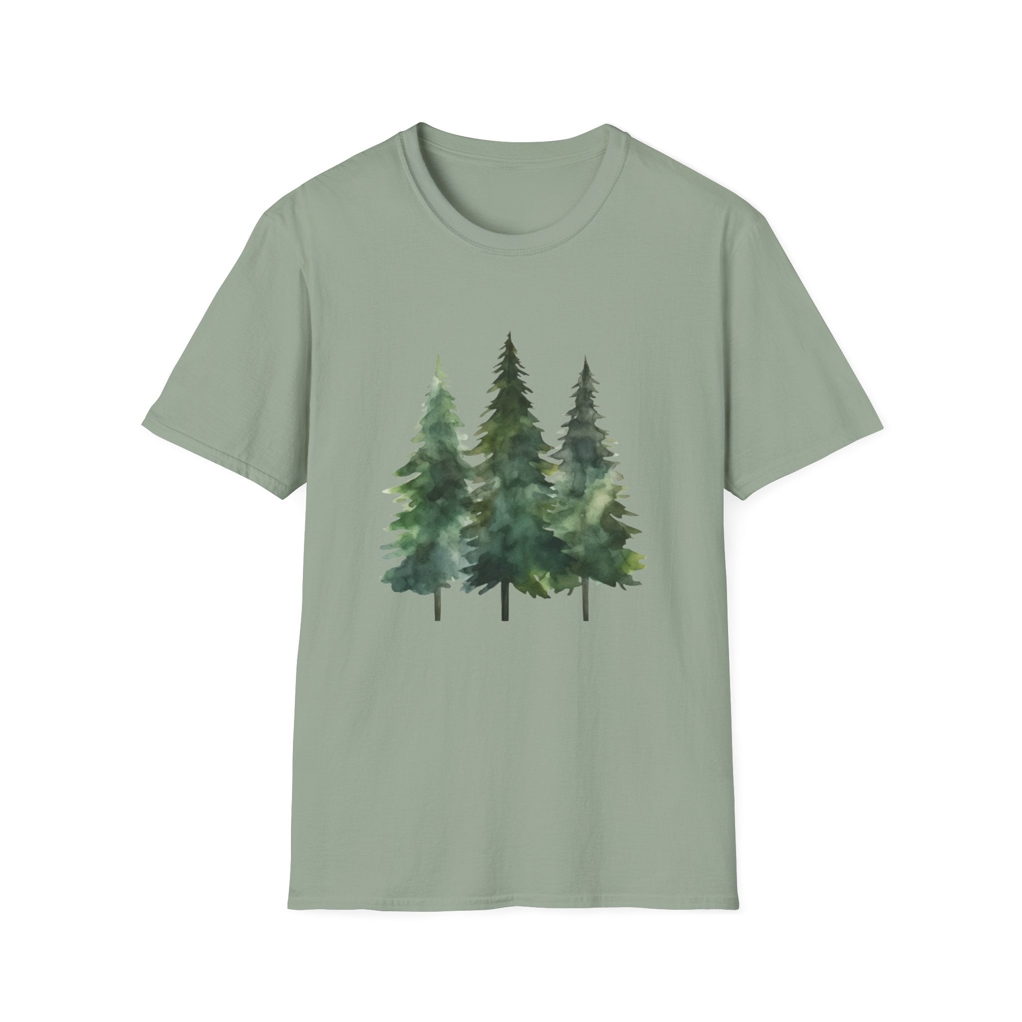 Pine Forest Tee — Watercolor Evergreen Tree T-Shirt