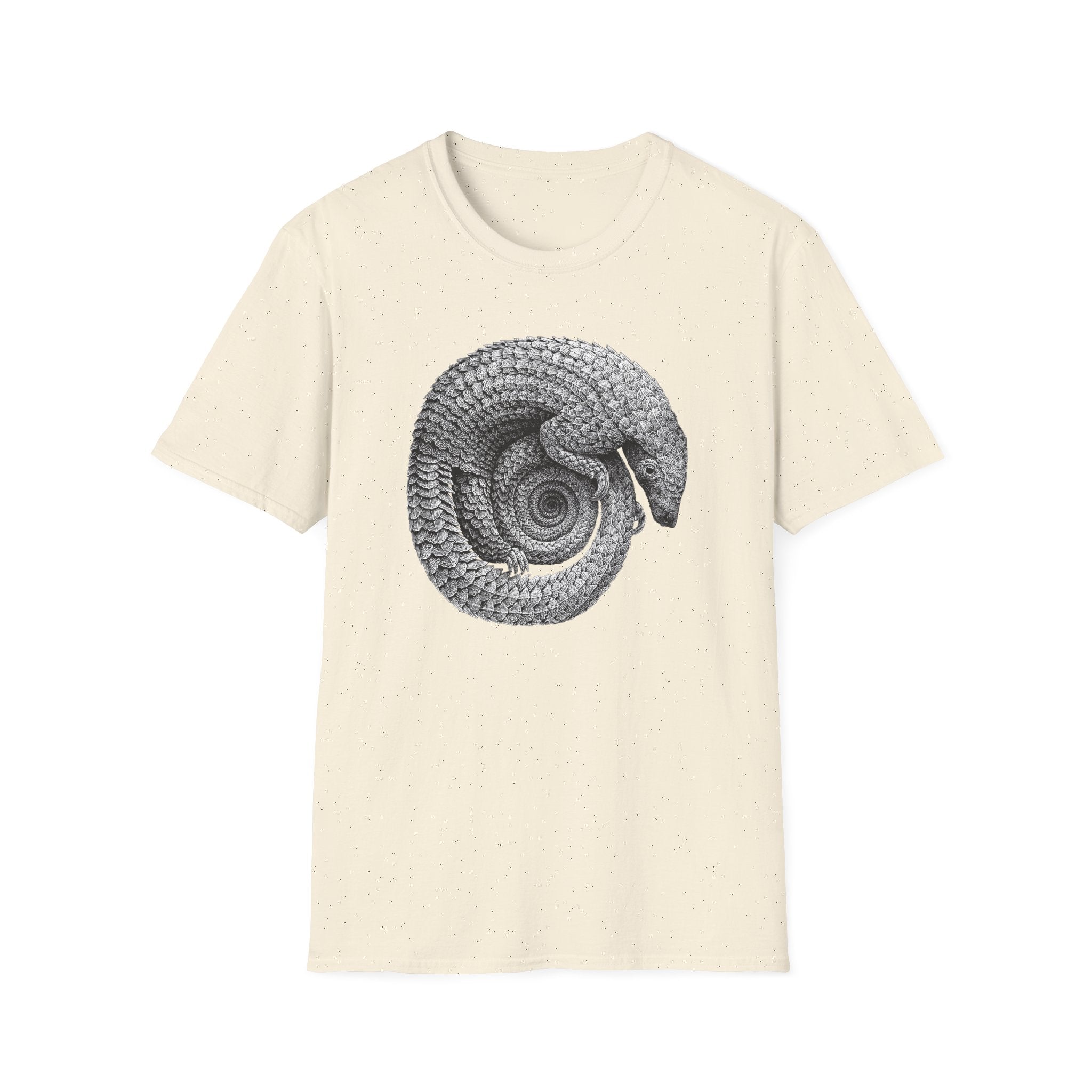 Armadillo Spiral Graphic T-Shirt — Vintage Nature Illustration Tee