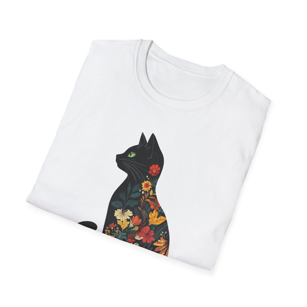 Floral Cat Silhouette T-Shirt