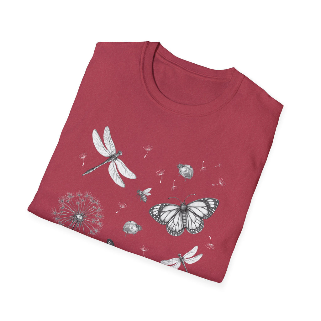 Butterfly & Dandelion Tee — Delicate Botanical Nature T-Shirt